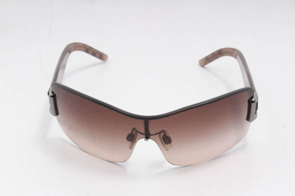 Burberry “Haymarket Check” Wraparound Sunglasses, Made in Italy