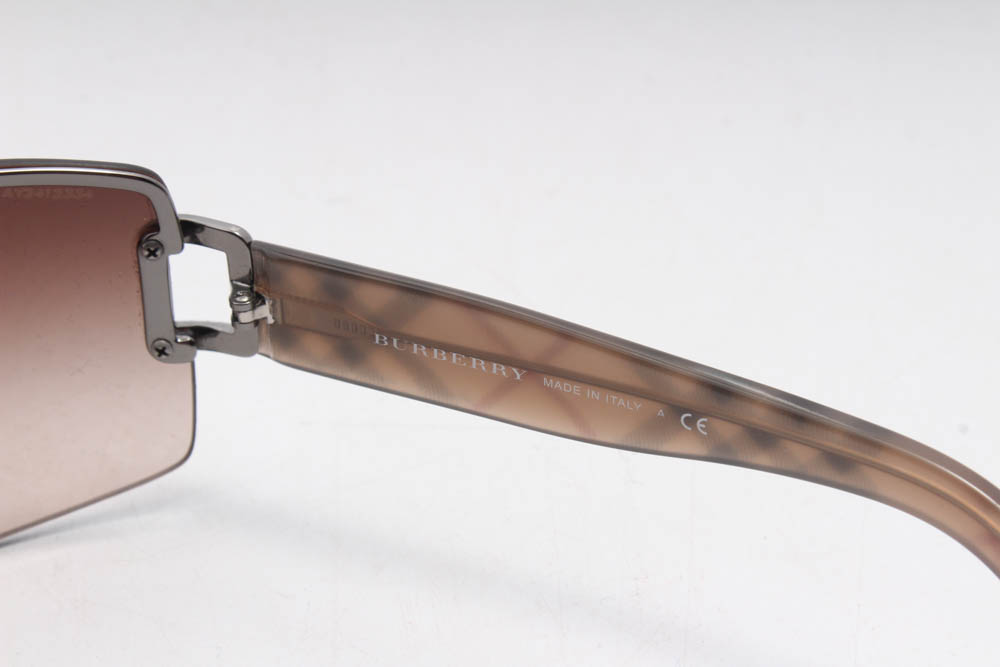 Burberry “Haymarket Check” Wraparound Sunglasses, Made in Italy