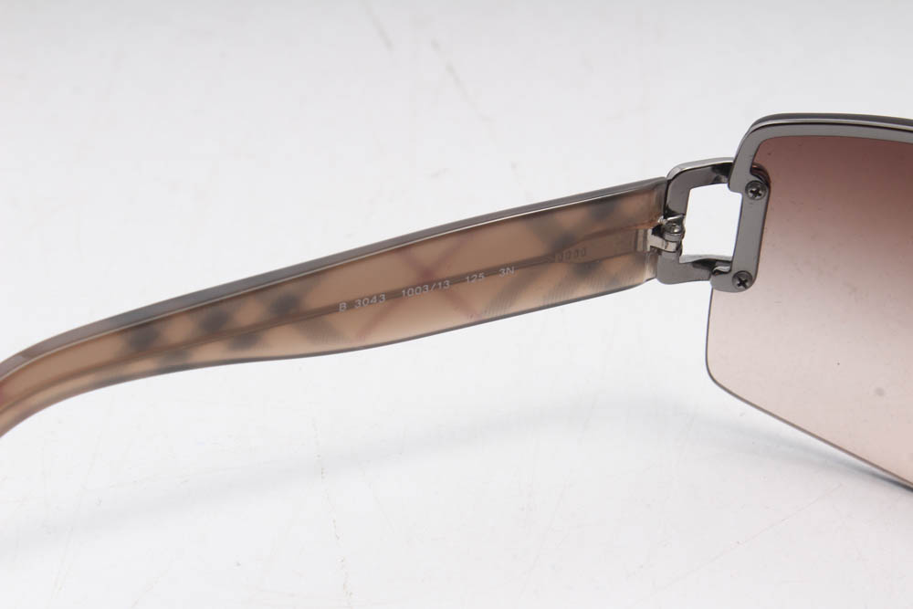 Burberry “Haymarket Check” Wraparound Sunglasses, Made in Italy