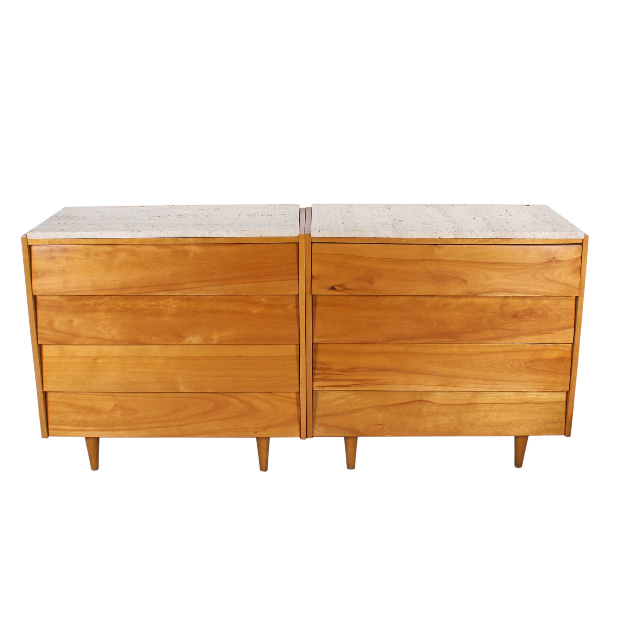 Pair of Florence Knoll for Knoll Associates Louvered Drawer Birch Chests, c 1950