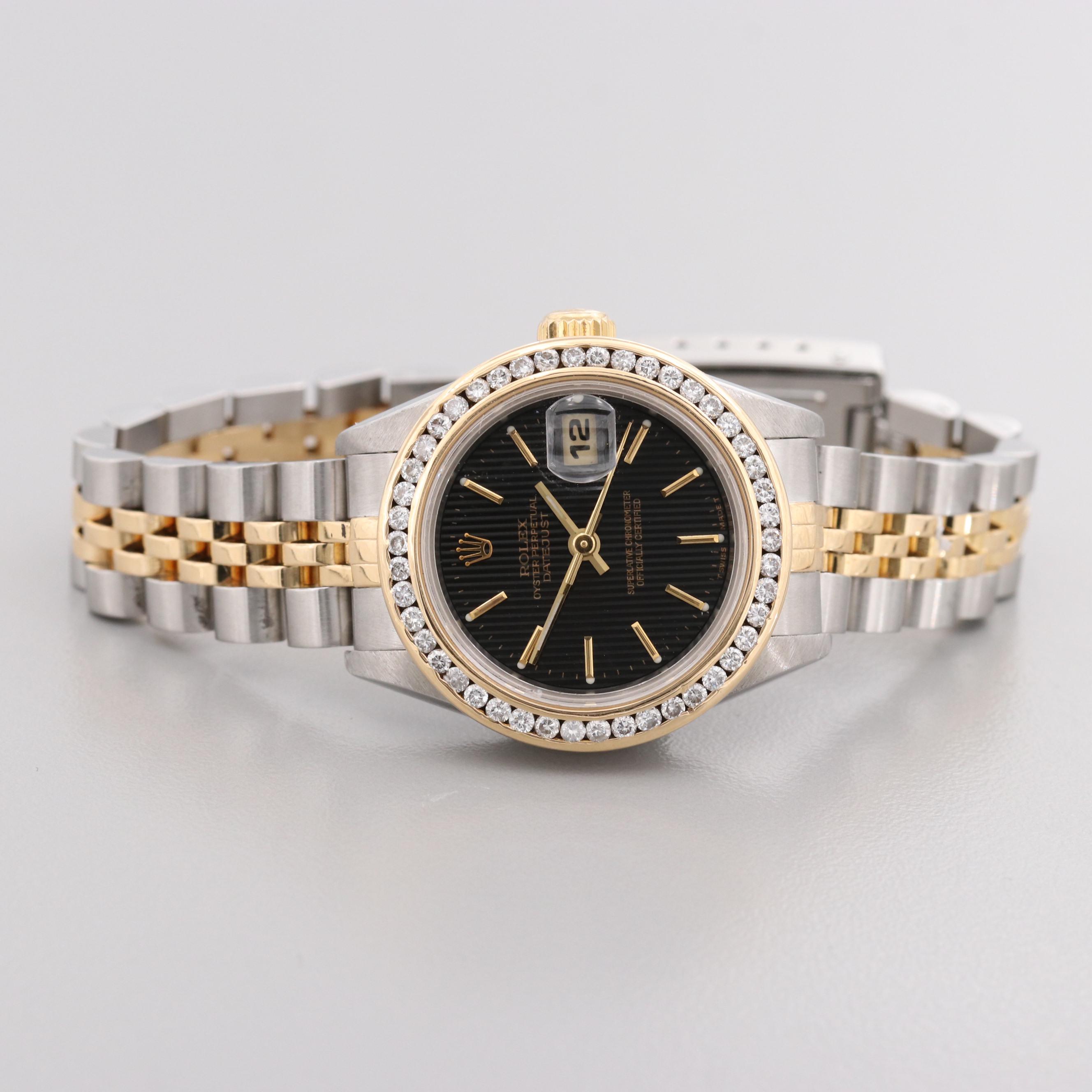 Rolex Datejust Stainless Steel, 18K Yellow Gold Watch With Diamonds, 1999