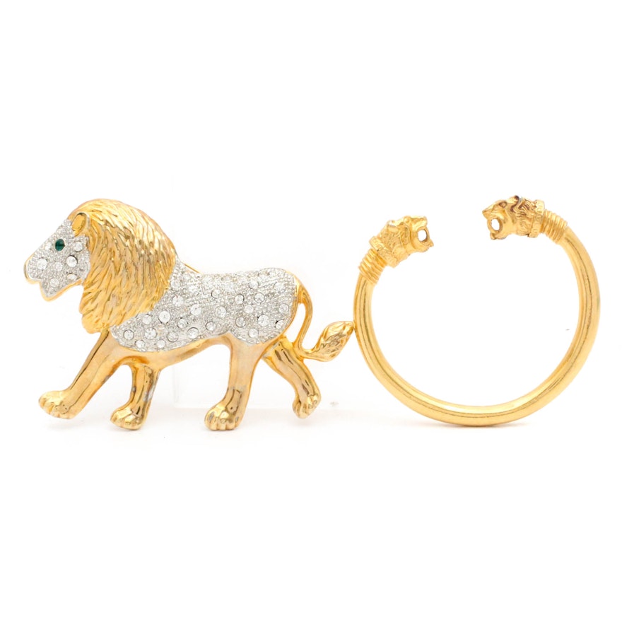 Gold Tone Big Cat Jewelry