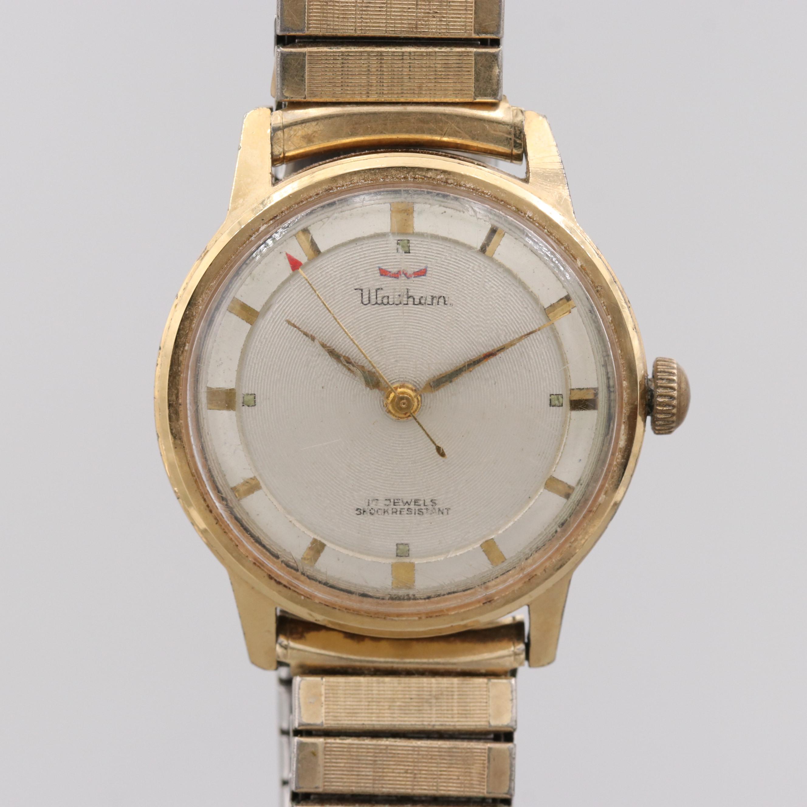 Waltham Gold Electroplated Stainless Steel 17 Jewels Stem Wind Watch