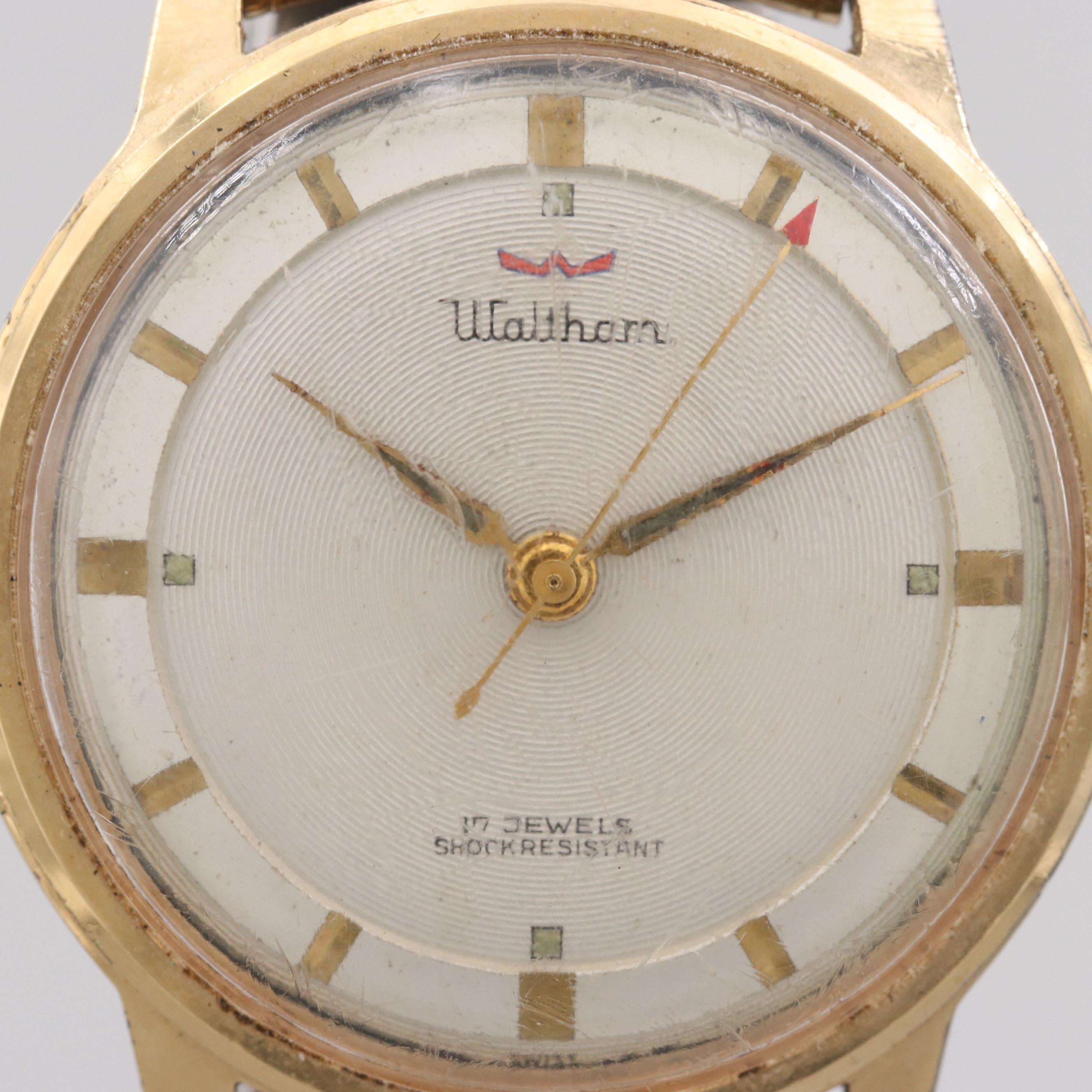 Waltham Gold Electroplated Stainless Steel 17 Jewels Stem Wind Watch