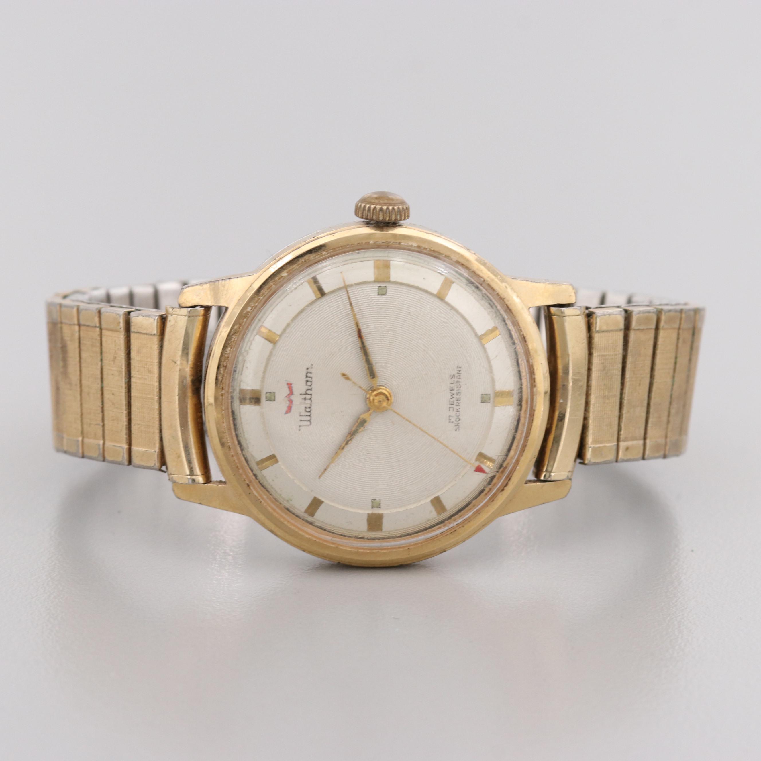 Waltham Gold Electroplated Stainless Steel 17 Jewels Stem Wind Watch