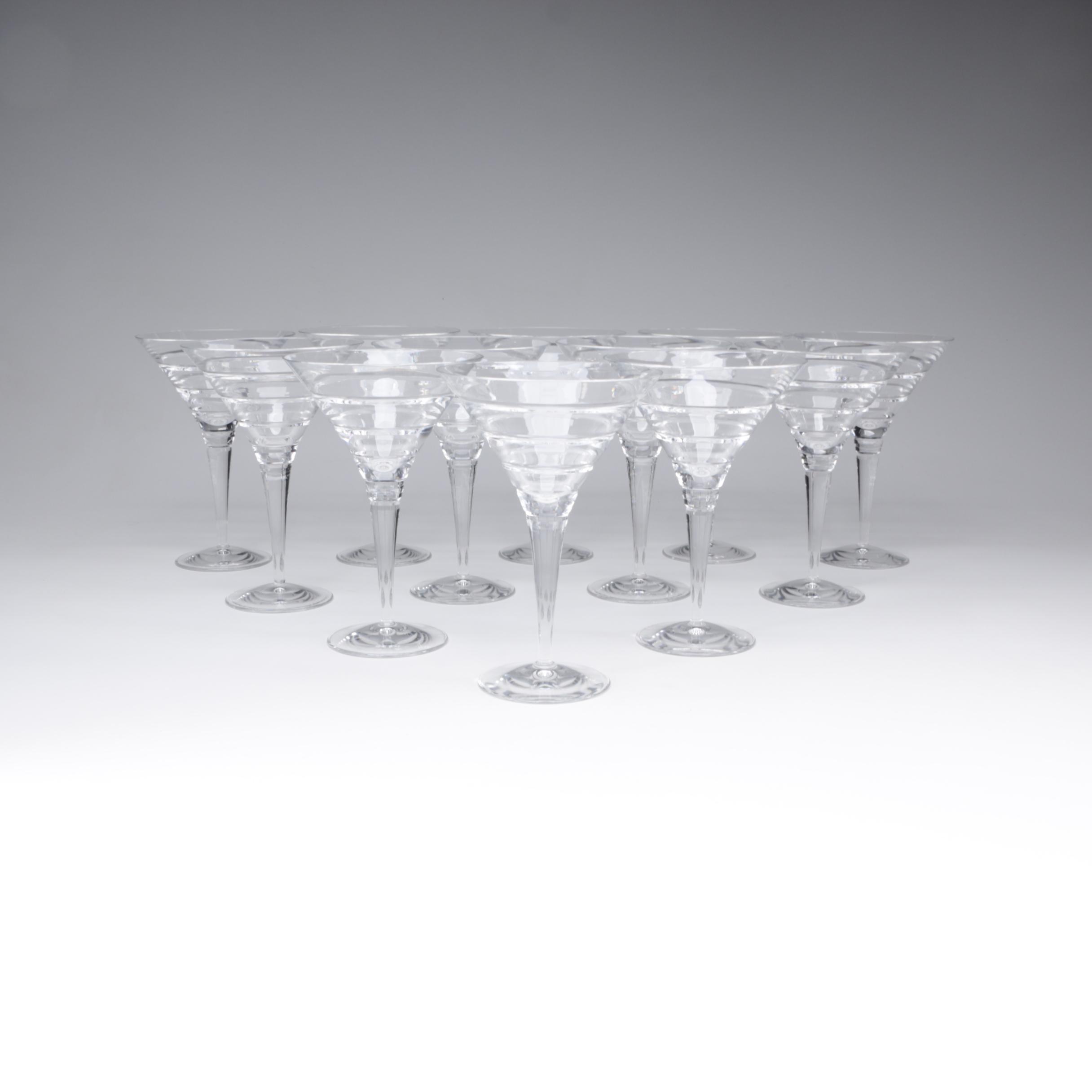 Contemporary Cut Crystal Martini Glasses