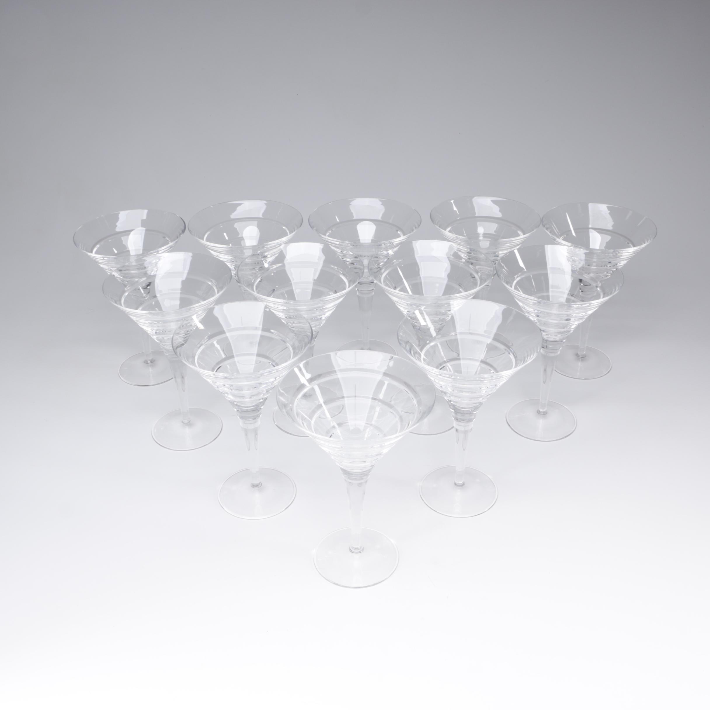 Contemporary Cut Crystal Martini Glasses