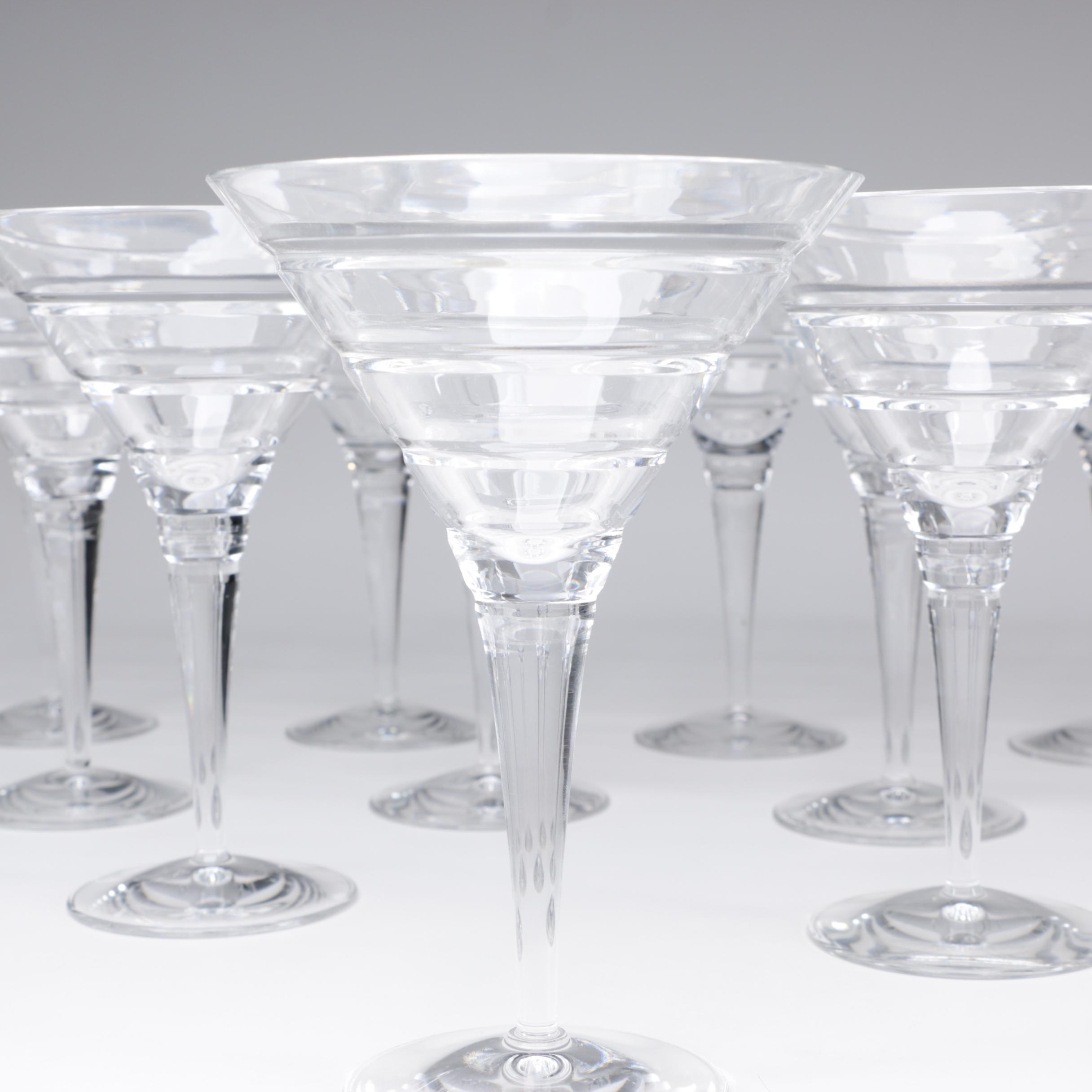 Contemporary Cut Crystal Martini Glasses