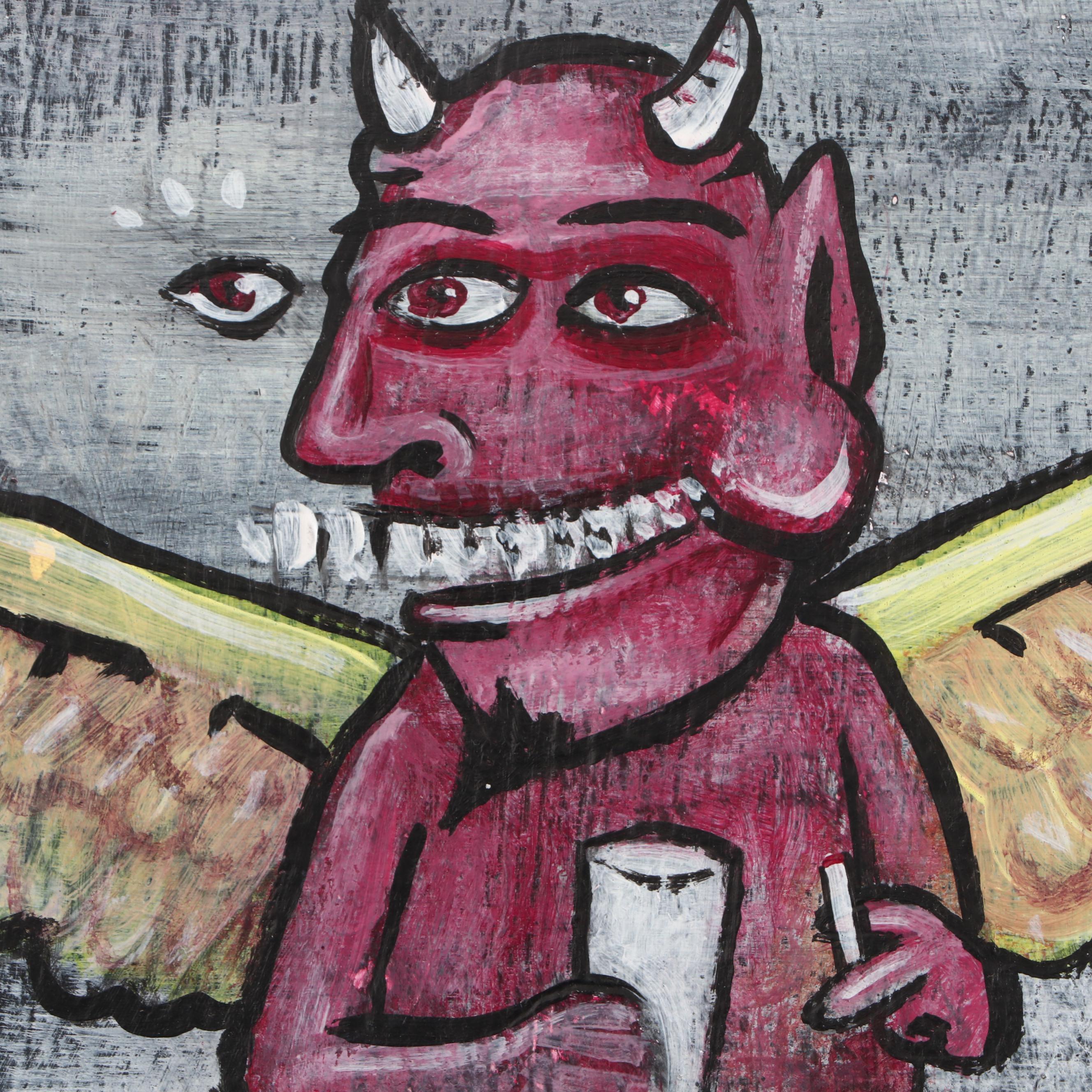 N. Scott Carroll Pop Art Painting of Devil "Spread yer Wings!"