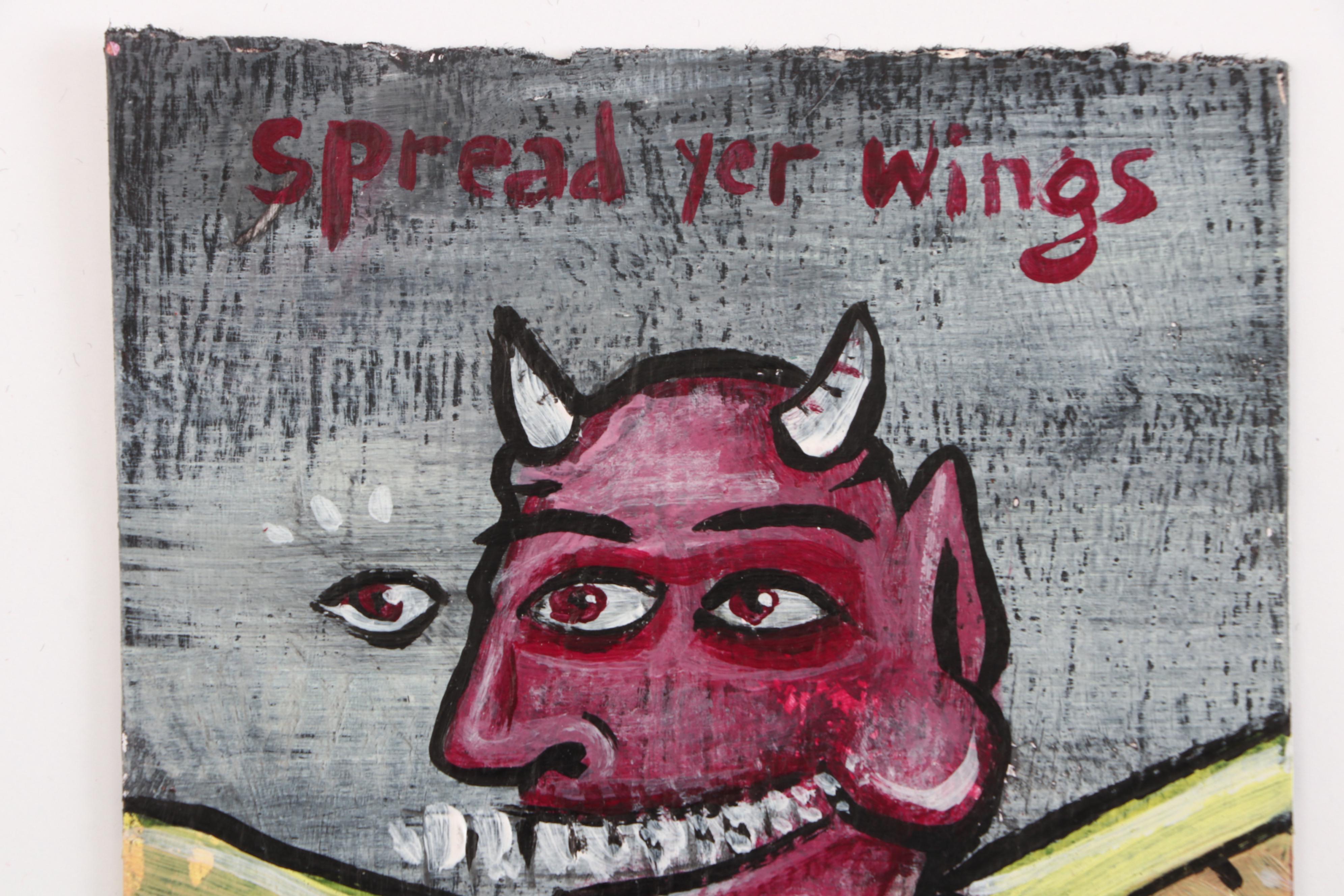 N. Scott Carroll Pop Art Painting of Devil "Spread yer Wings!"