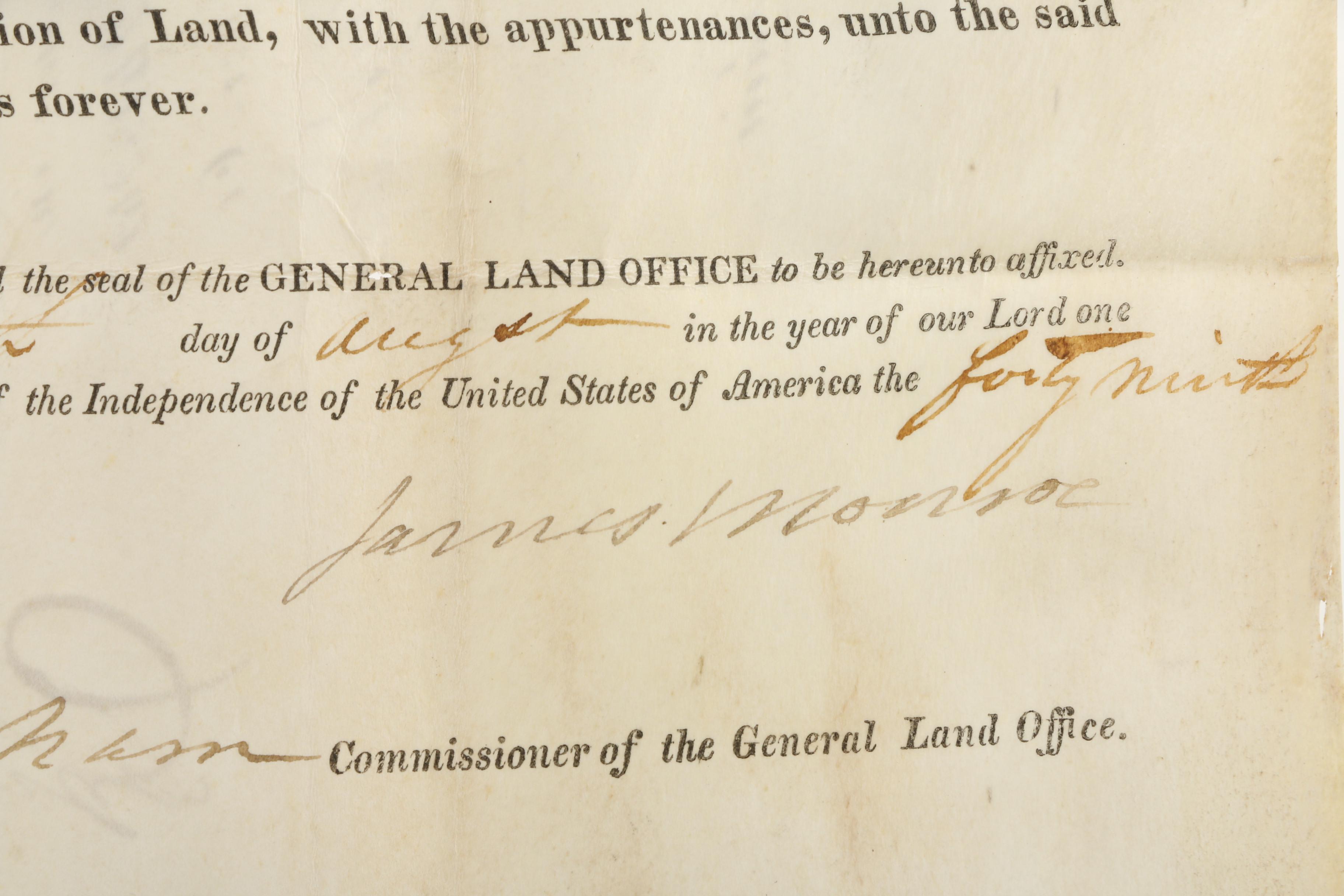 Presidents Monroe, Quincy Adams, Jackson & Van Buren Signed Documents