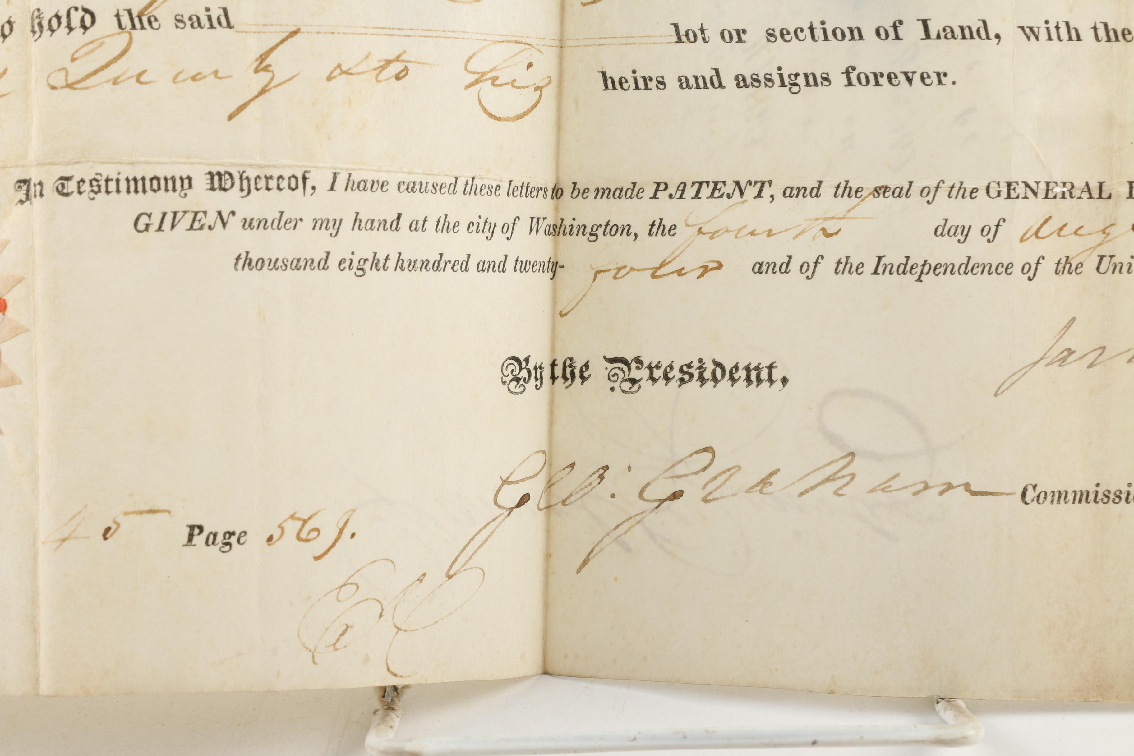 Presidents Monroe, Quincy Adams, Jackson & Van Buren Signed Documents