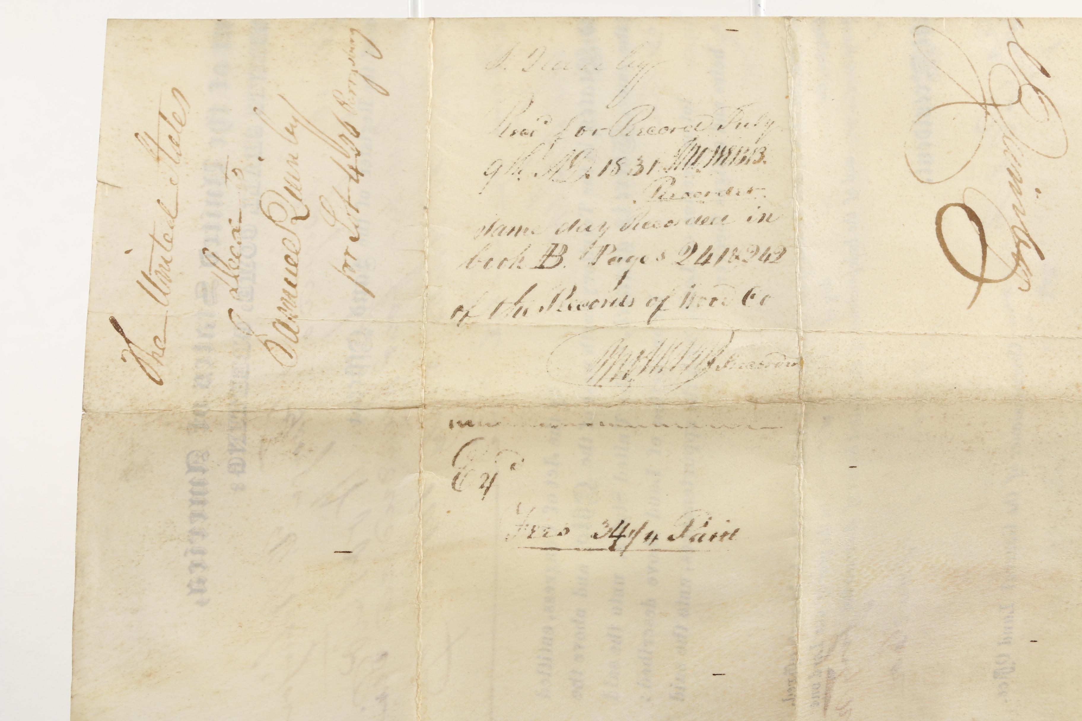 Presidents Monroe, Quincy Adams, Jackson & Van Buren Signed Documents