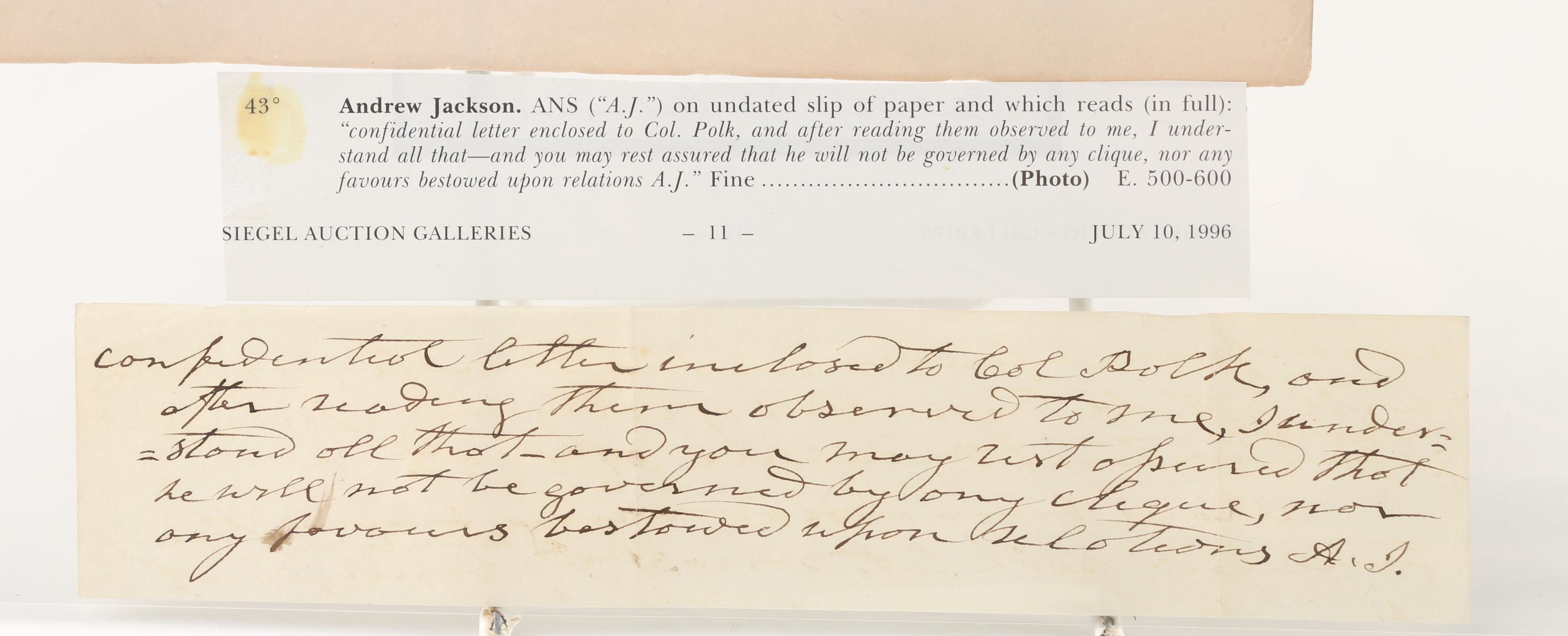 Presidents Monroe, Quincy Adams, Jackson & Van Buren Signed Documents