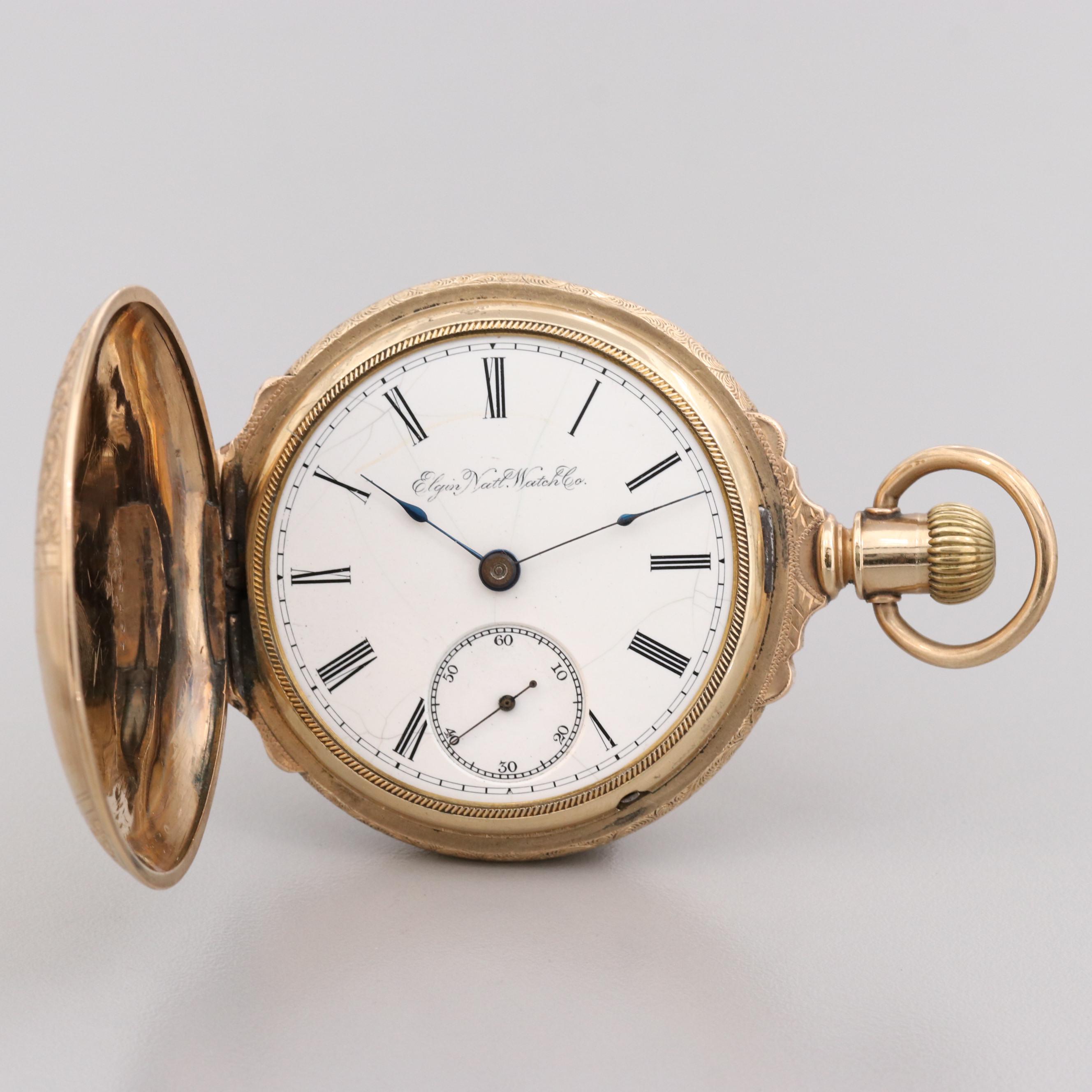 Elgin Gold Filled Box Hinge Pocket Watch, 1890