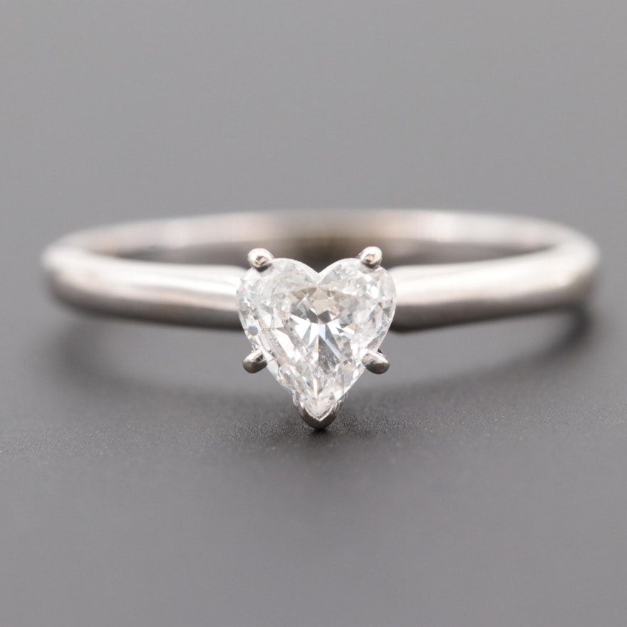 14K White Gold Diamond Solitaire Ring