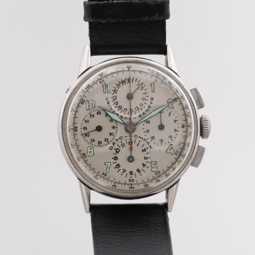 Vintage Universal Geneve Dato-Companx Stainless Steel Chronograph Wristwatch