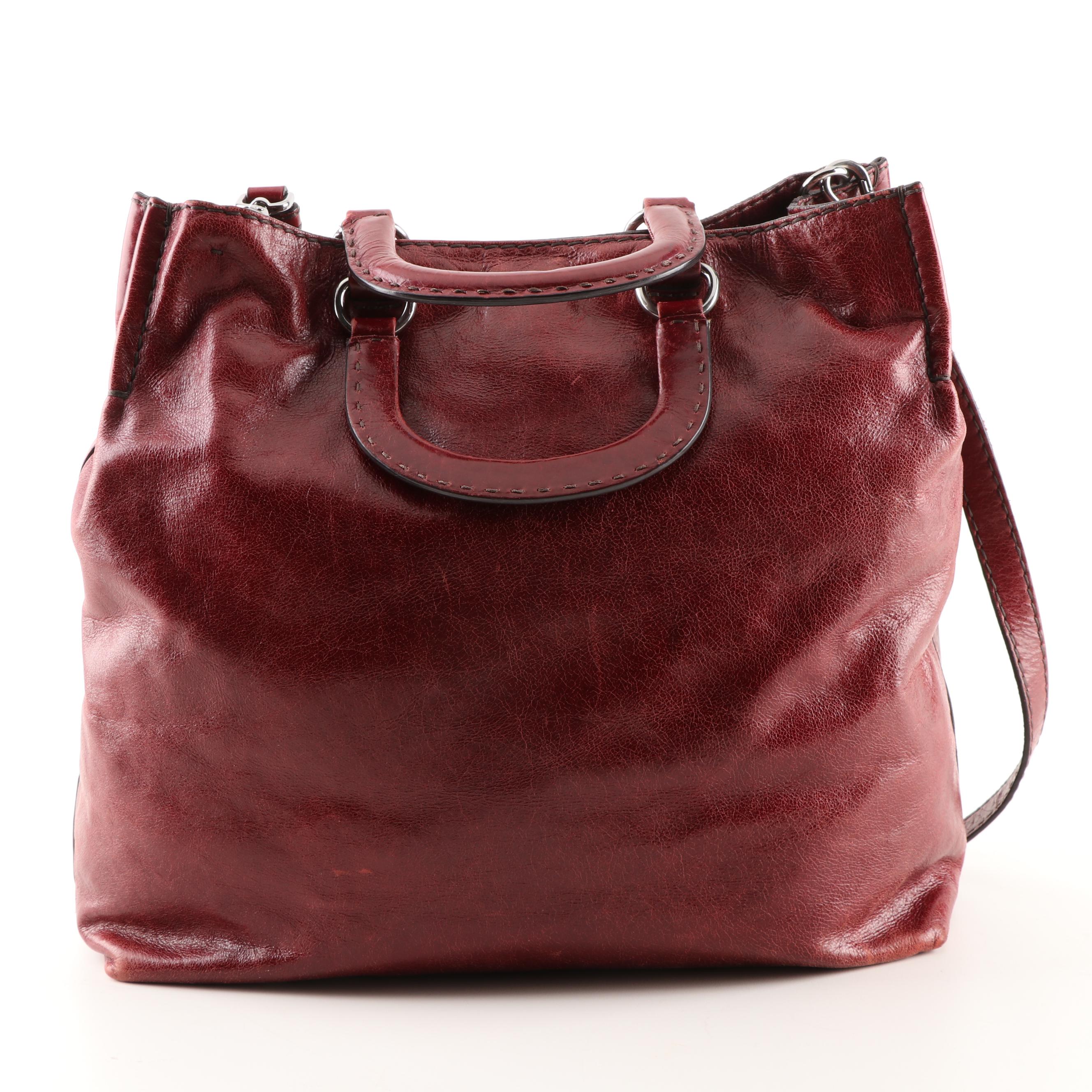 Prada Milano Dark Cabernet Leather Tote Handbag