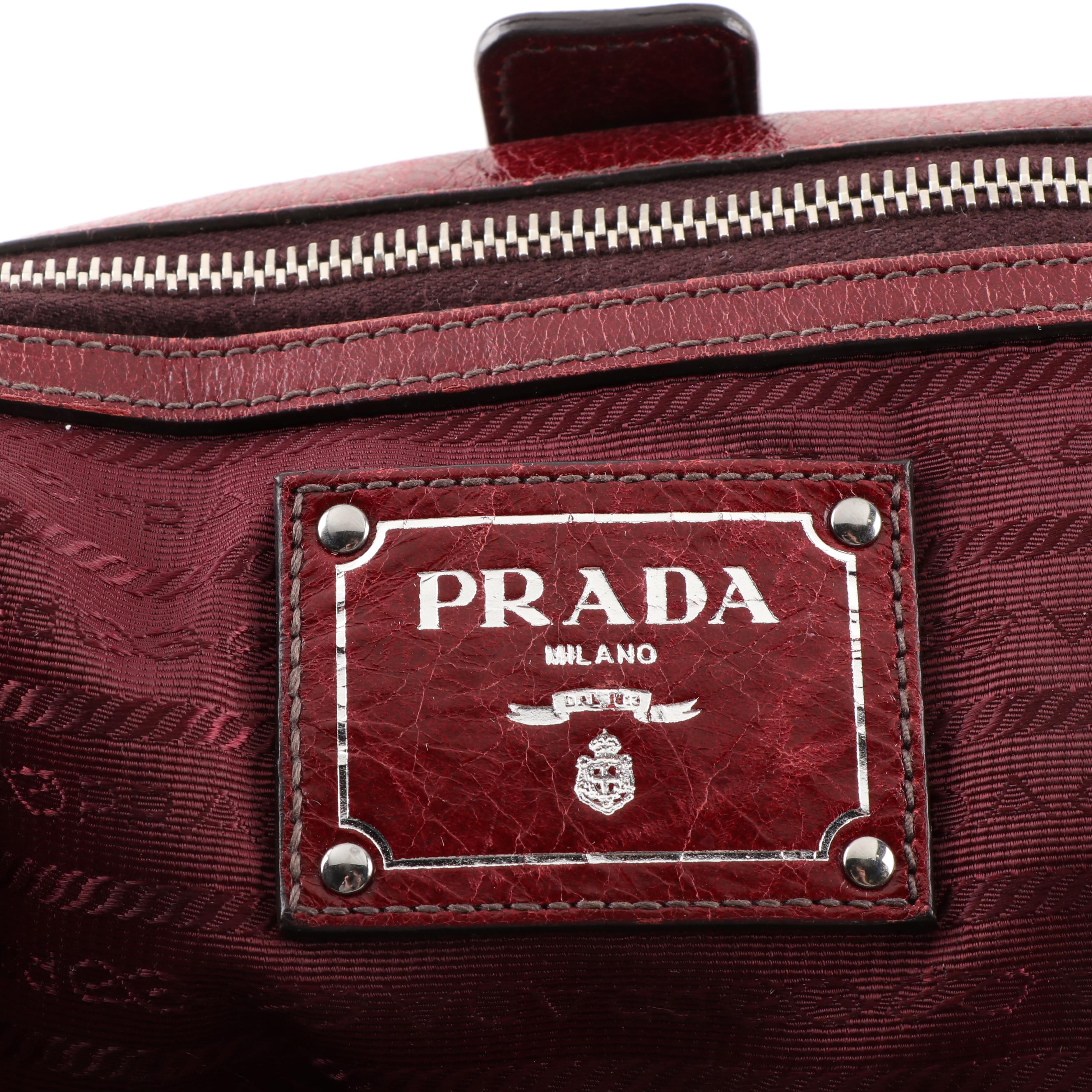 Prada Milano Dark Cabernet Leather Tote Handbag