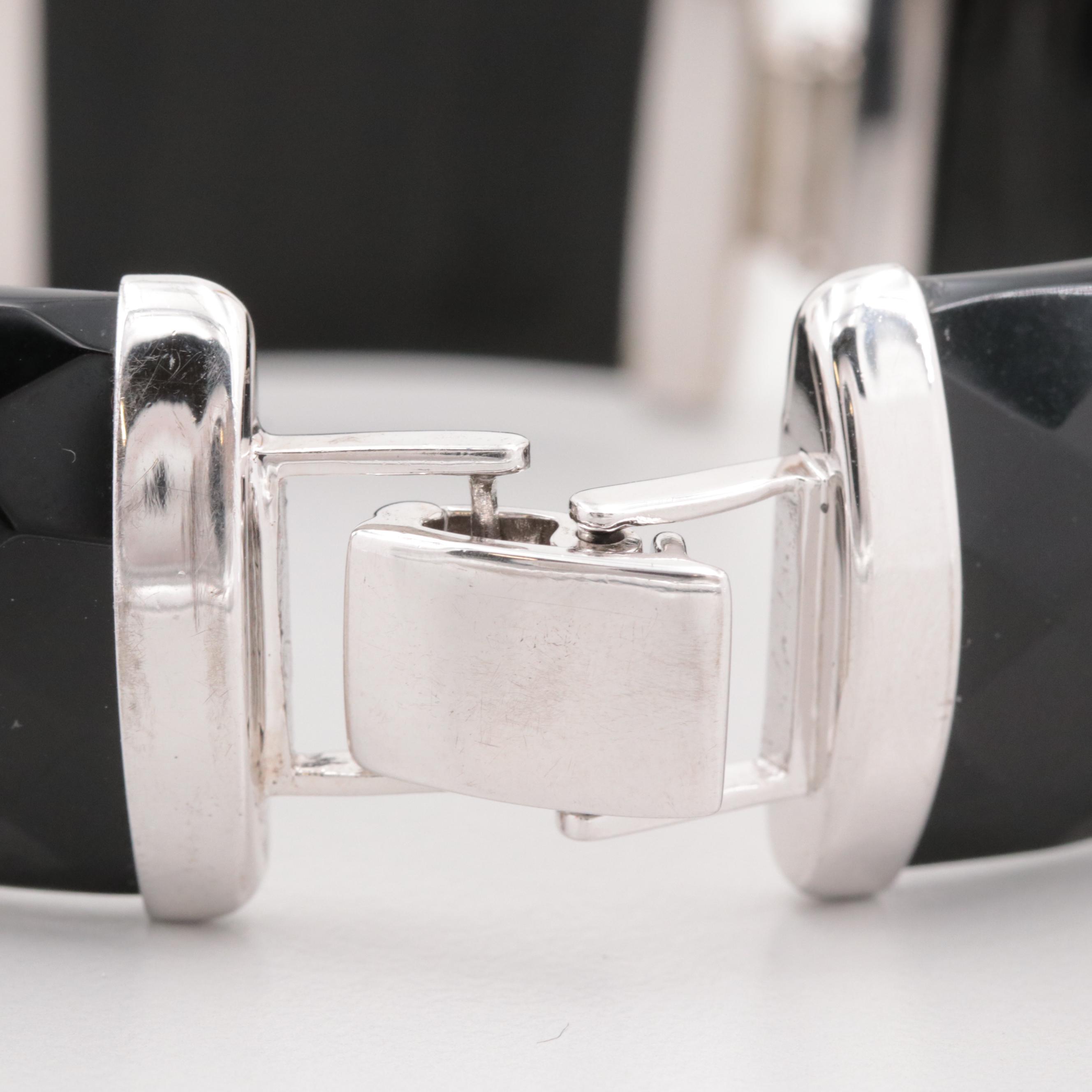 Sterling Silver Onyx Panel Bracelet