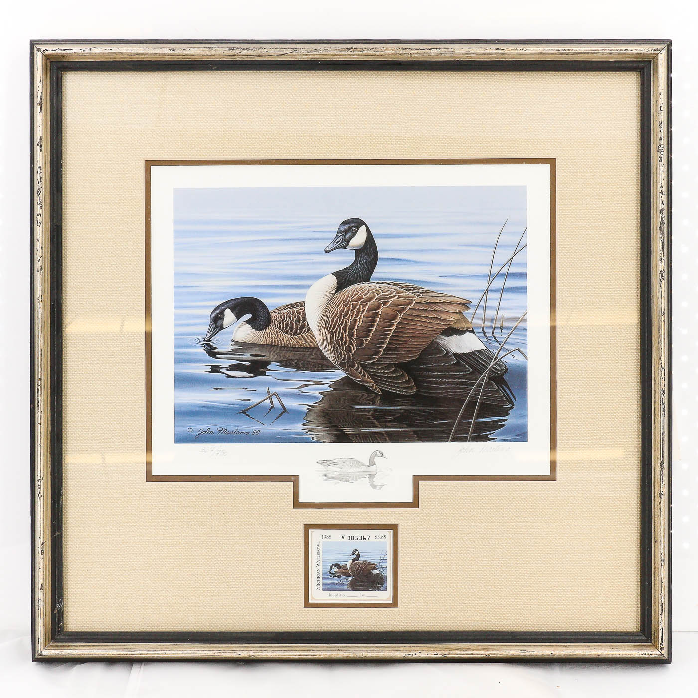 John Martens Michigan Geese Offset Lithograph and Stamp