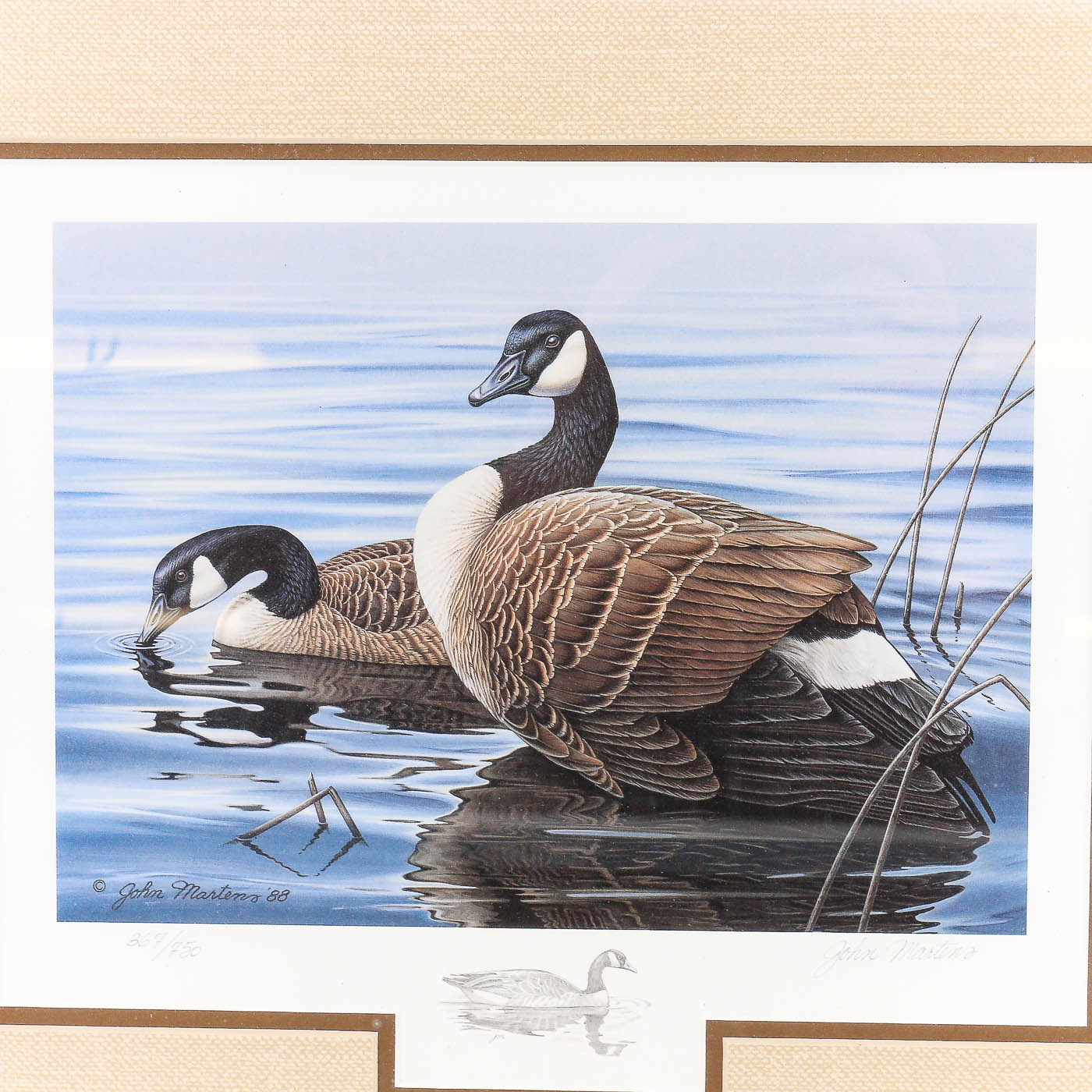 John Martens Michigan Geese Offset Lithograph and Stamp