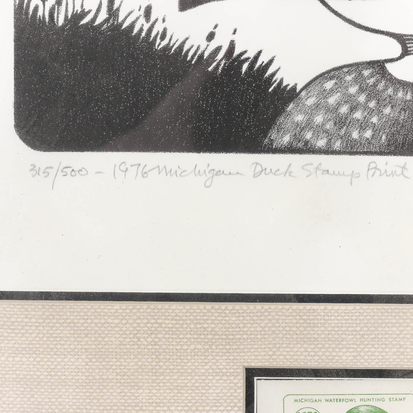 Oscar Warbach Michigan Duck Stamp Lithograph and Stamp