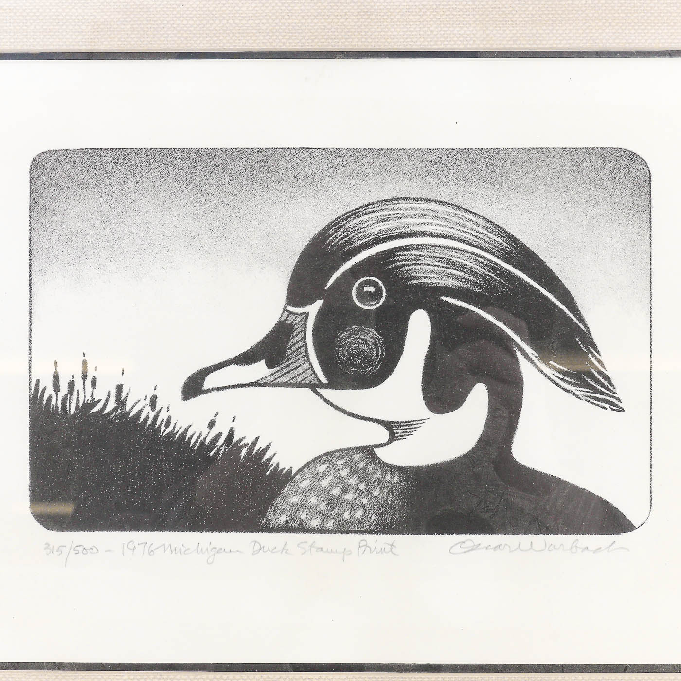 Oscar Warbach Michigan Duck Stamp Lithograph and Stamp