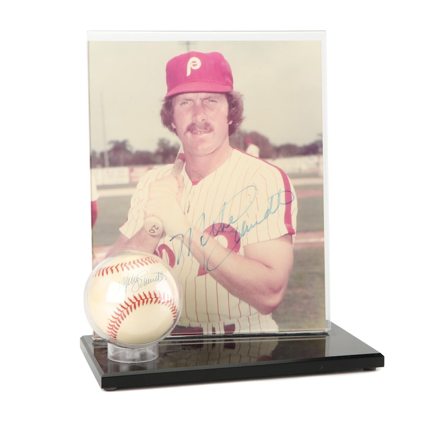 Mike Schmidt Autographed Baseball and Photograph