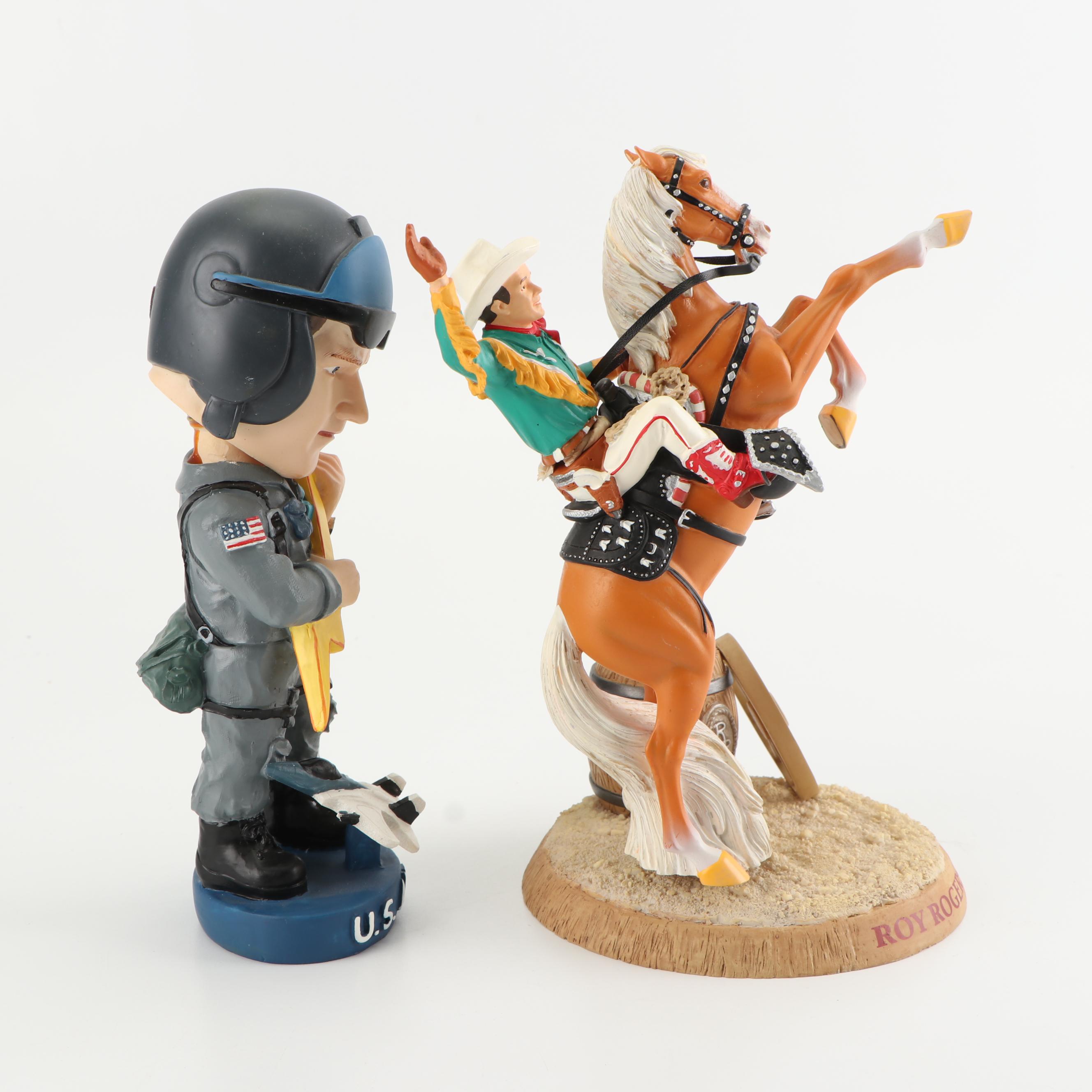 Roy Rogers and Trigger Figurine and a U.S. Air Force Bobblehead