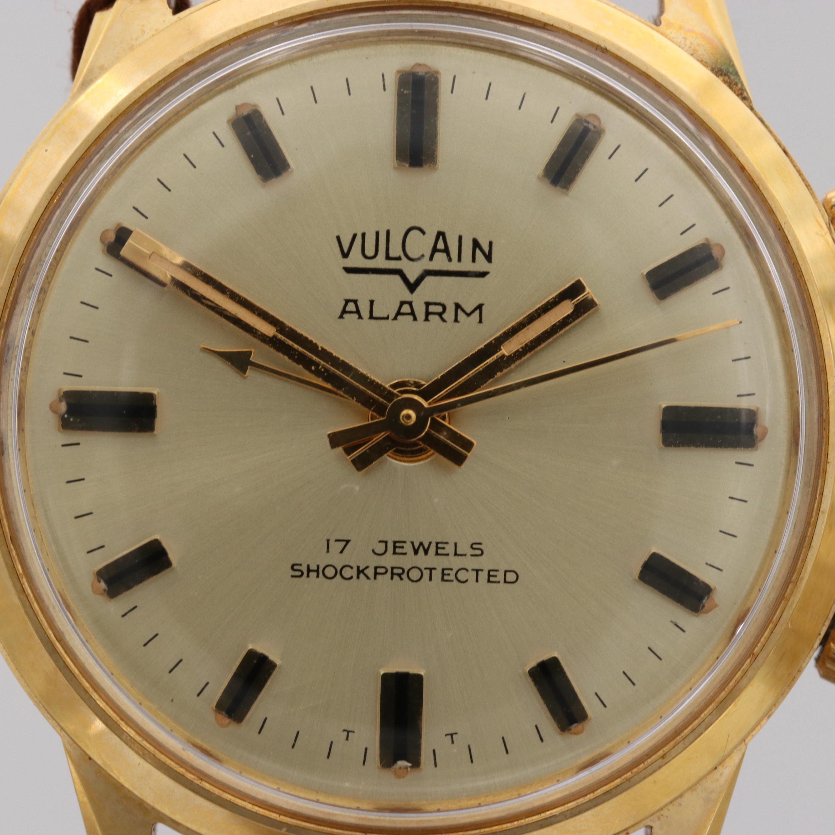 Vintage Vulcain Alarm Gold Tone Stem Wind Watch