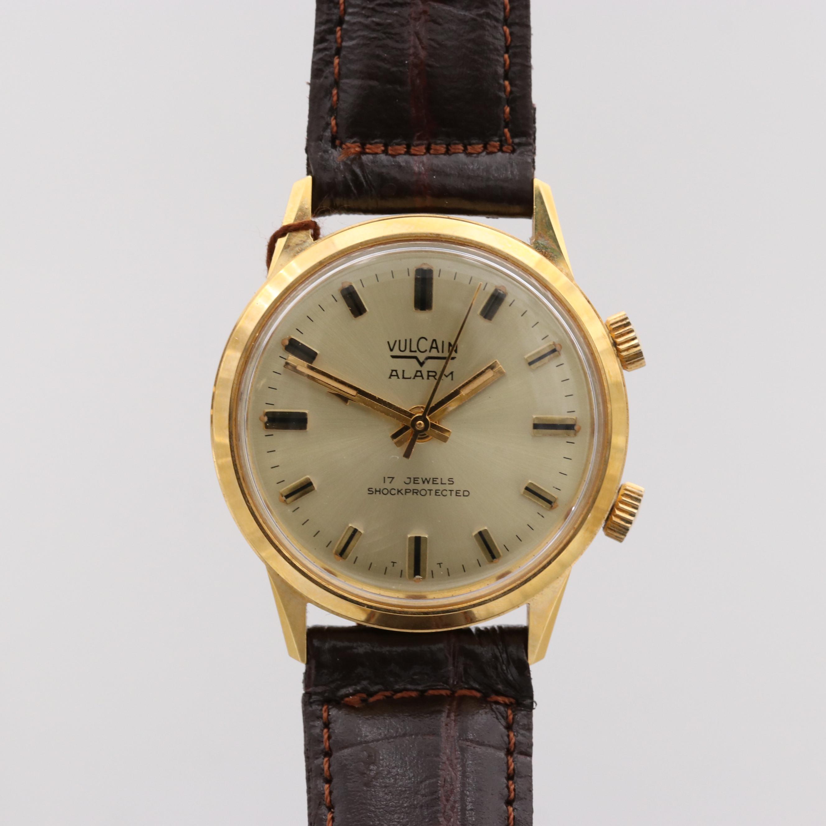 Vintage Vulcain Alarm Gold Tone Stem Wind Watch