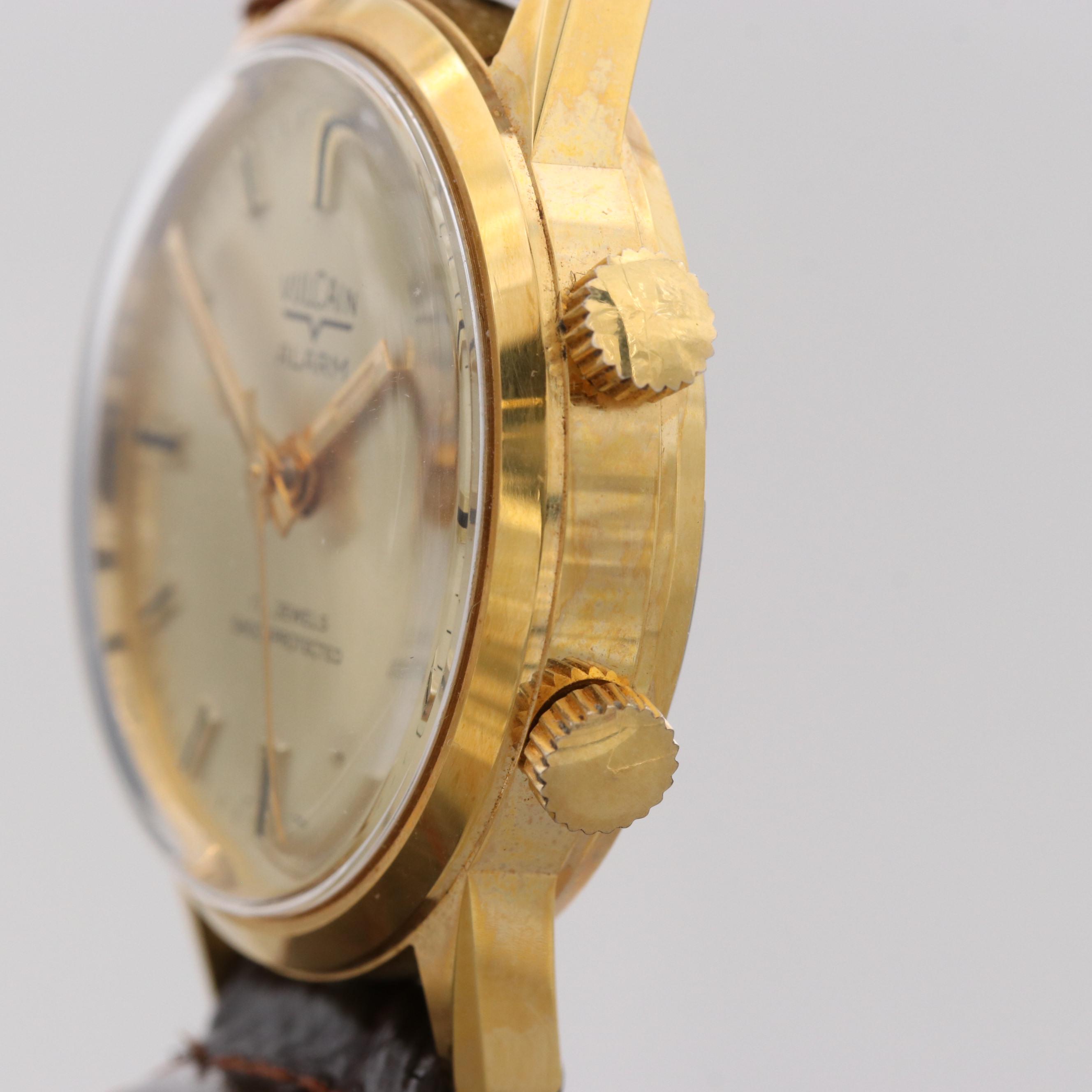 Vintage Vulcain Alarm Gold Tone Stem Wind Watch