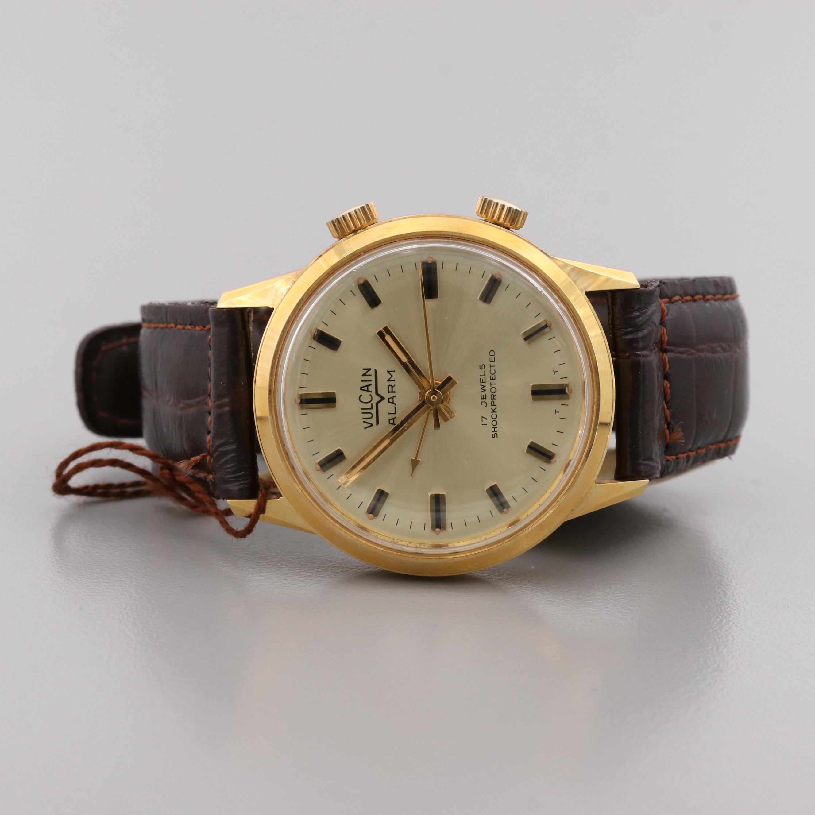 Vintage Vulcain Alarm Gold Tone Stem Wind Watch