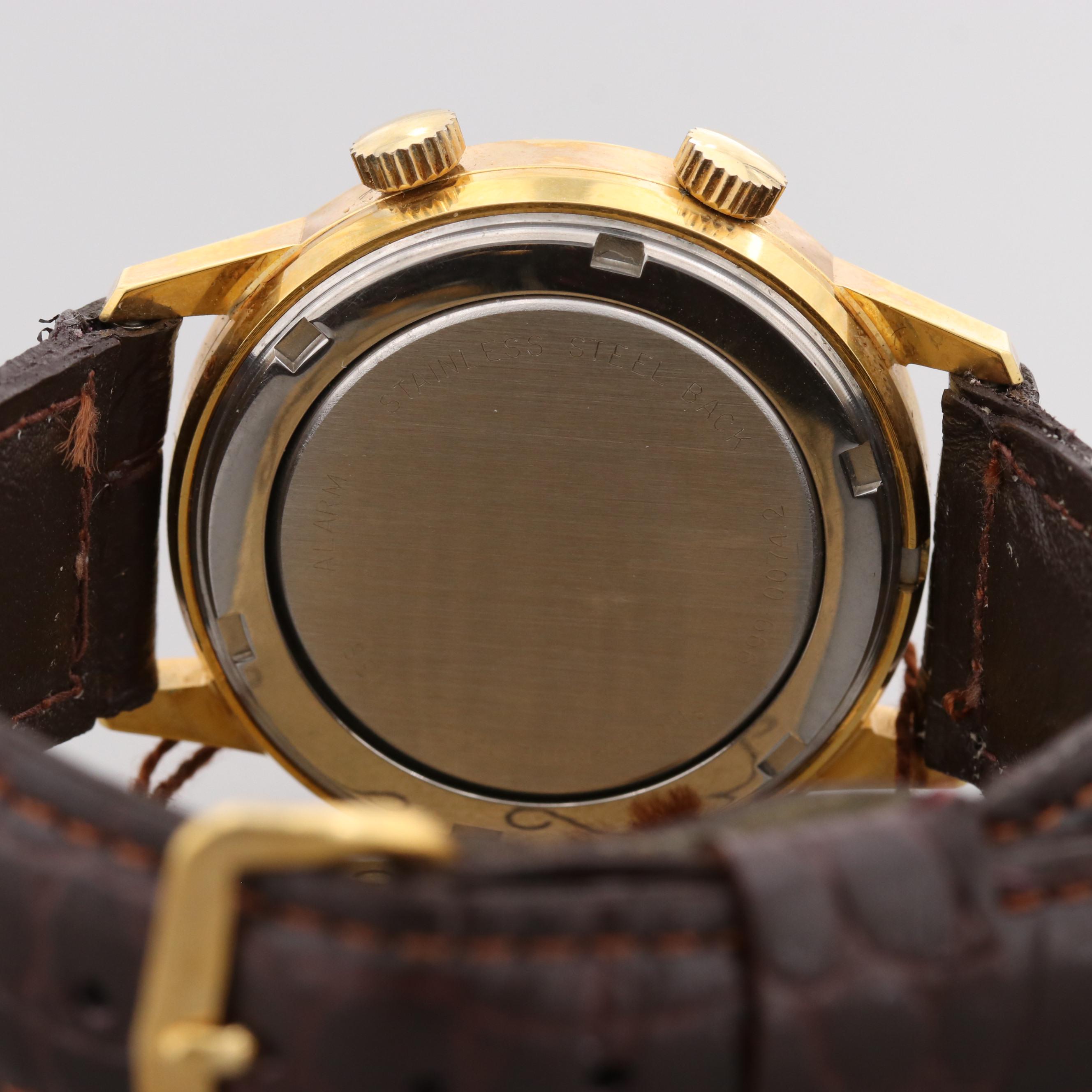 Vintage Vulcain Alarm Gold Tone Stem Wind Watch