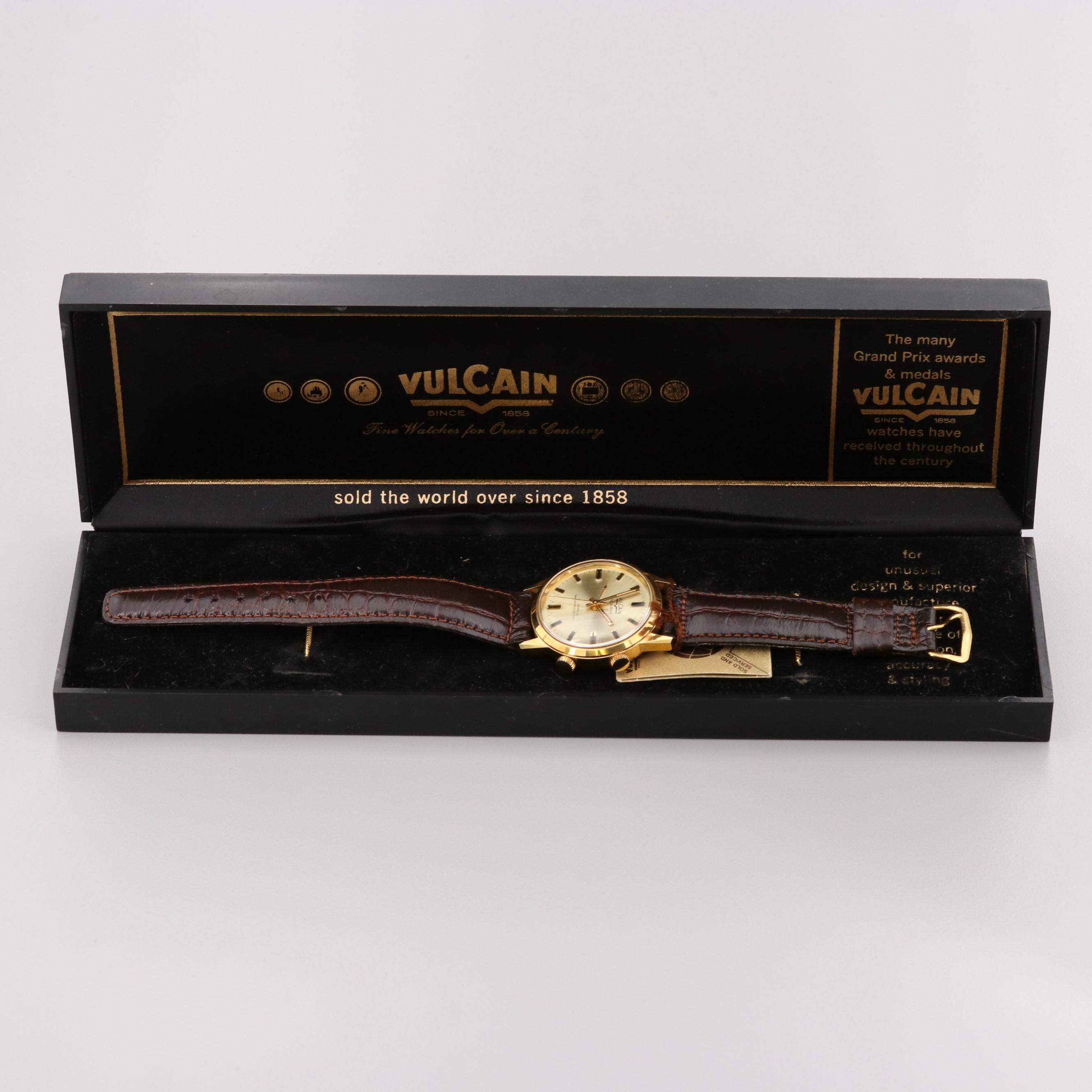 Vintage Vulcain Alarm Gold Tone Stem Wind Watch