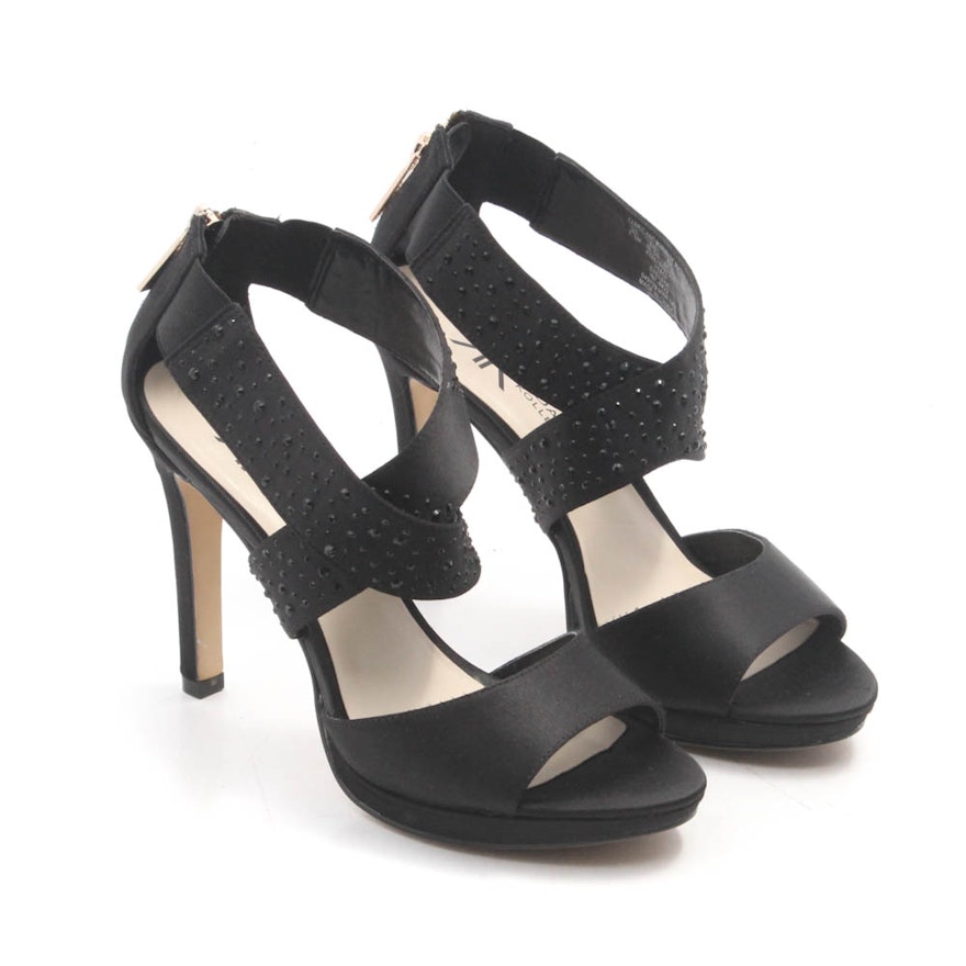 Kardashian Black Rhinestone Satin High Heels