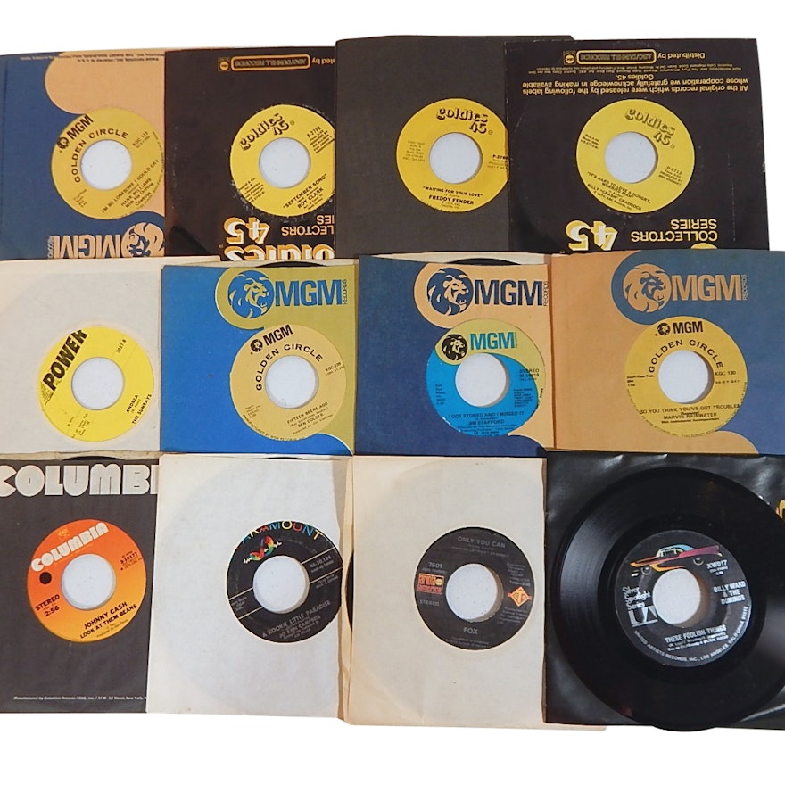 1960s and 1970s 45 RPM Records with Country, Rock, Pop, and R&B - Johnny Cash