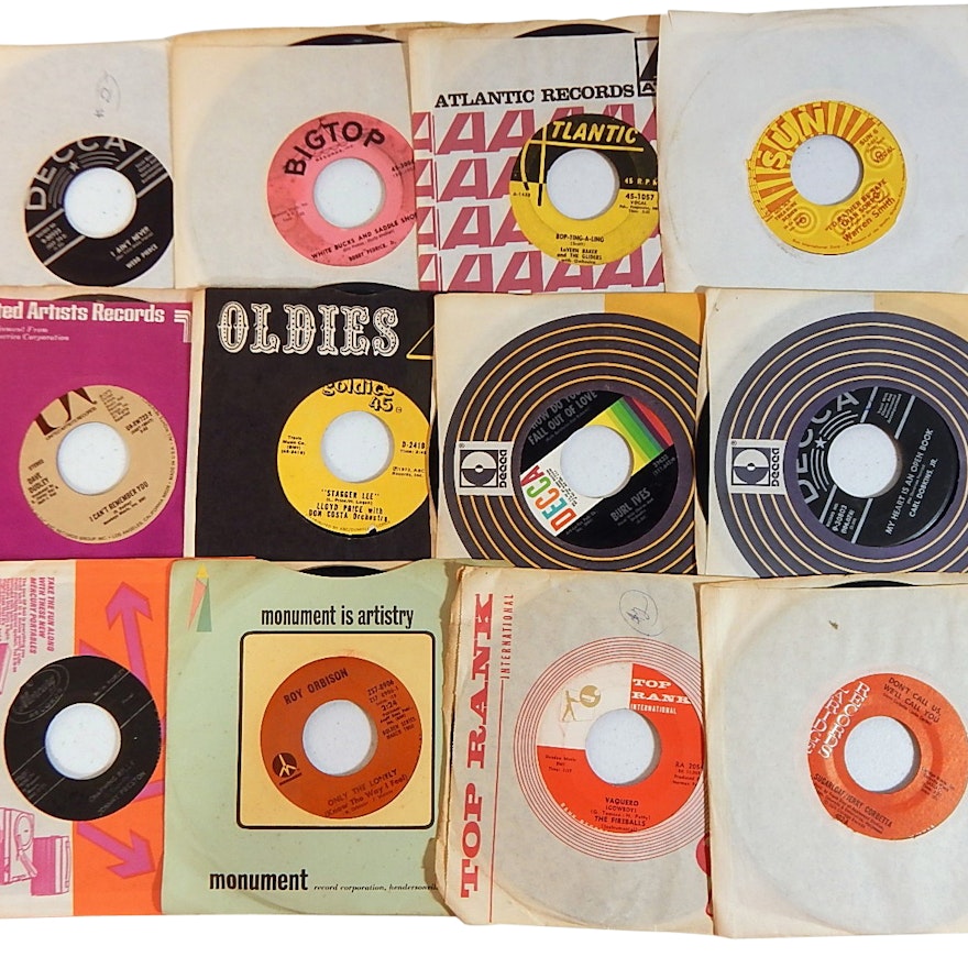 1960s and 1970s 45 RPM Records with Country, Rock, Pop, and R&B - Sun Records