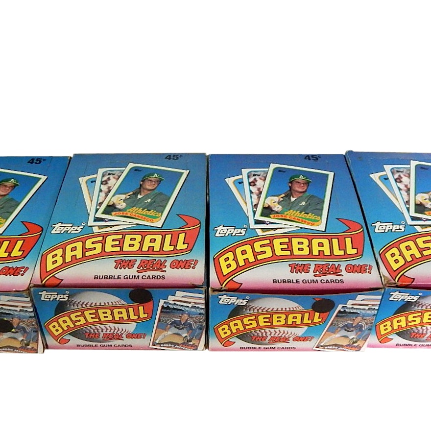 Four Unopened 1989 Topps Wax Pack Boxes of Baseball Cards