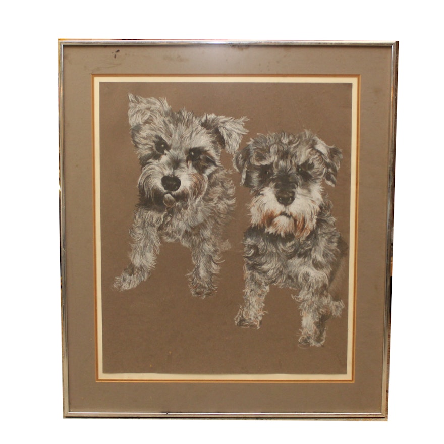 Laurie Maurine Pastel Drawing of Dogs