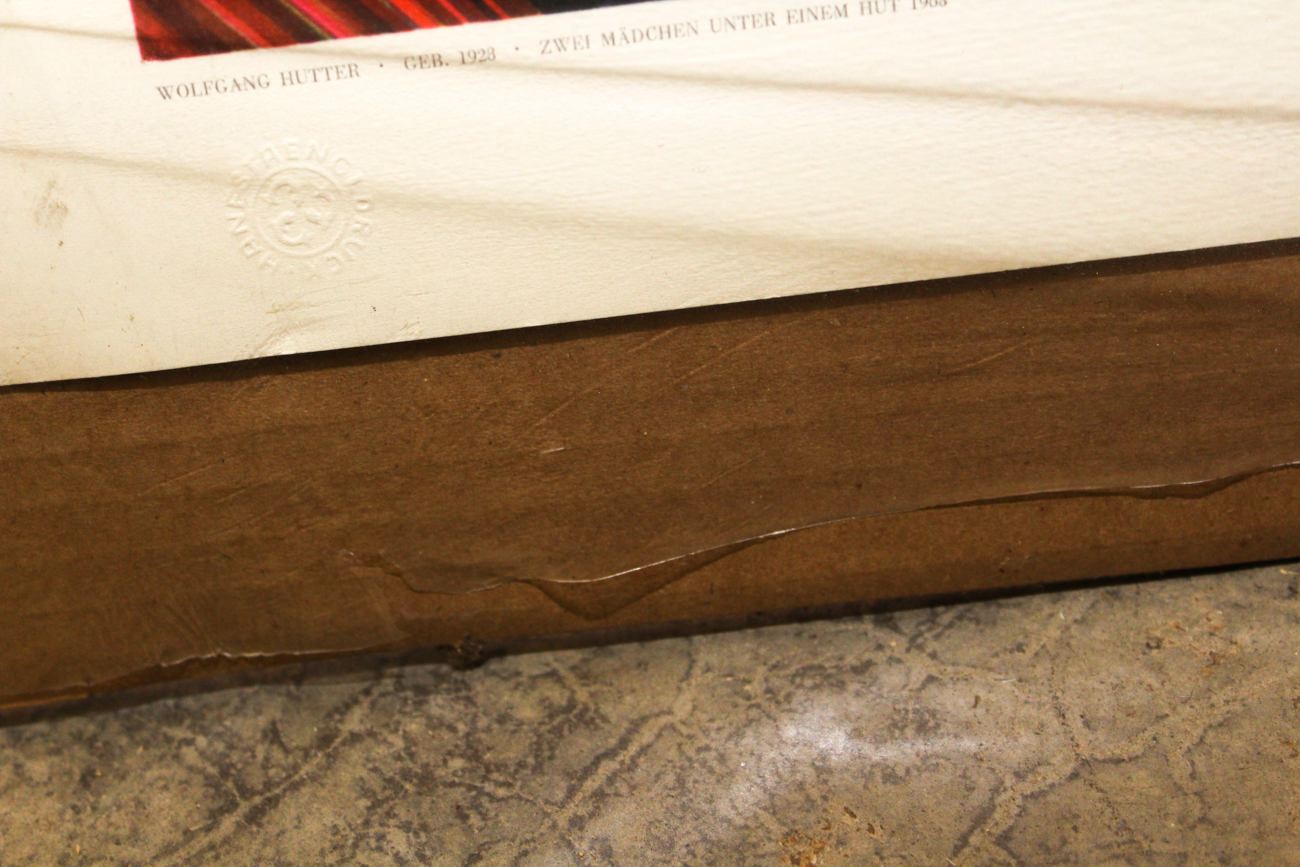 Wolfgang Hutter Lithograph "Zwei Mädchen Unter Einem Hut"