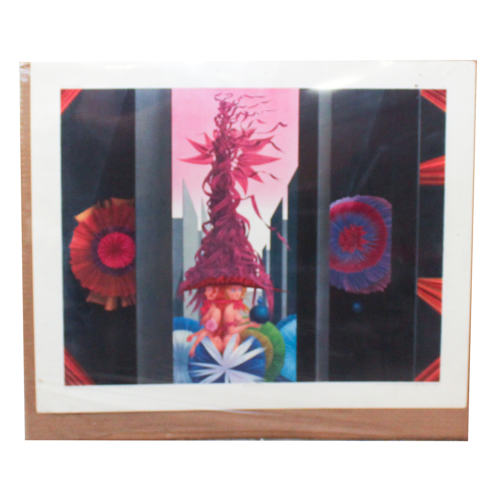 Wolfgang Hutter Lithograph "Zwei Mädchen Unter Einem Hut"