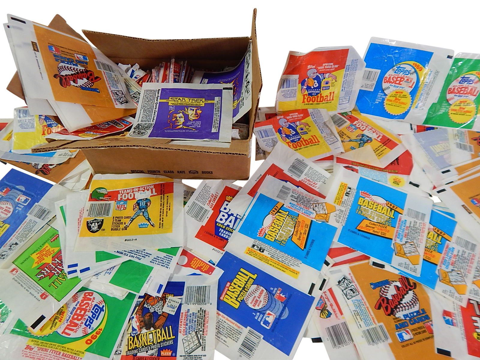Hundreds of Wax Pack Wrappers with Sports and Non-Sports from 1980s