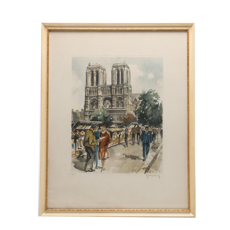 Roger Hebbelinck Limited Edition Lithograph, Notre-Dame