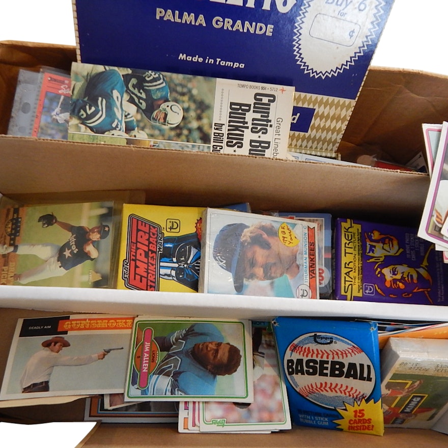 Large Sports and Non-Sports Card Collection with 1967 Hank Aaron Pin Up, More