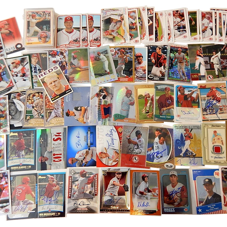 Cincinnati Reds Baseball Card Lot with Rookies, Game Used, Perez Autograph