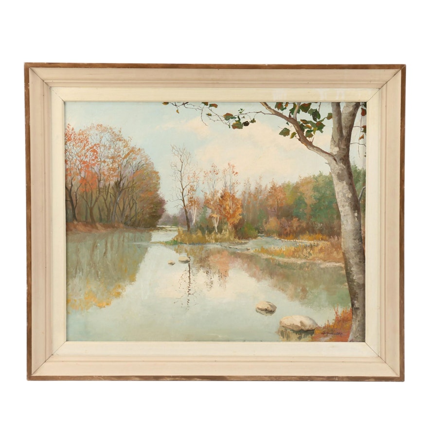 E.F. Huber Landscape Oil Painting