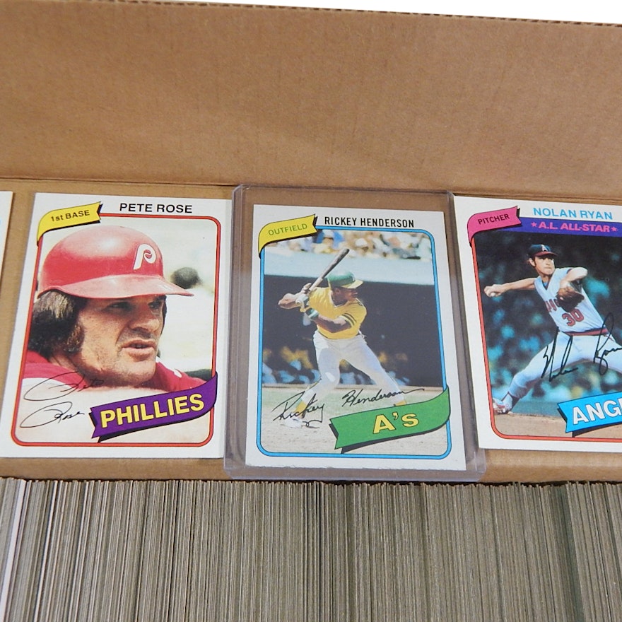 1980 Complete Topps Baseball Card Set with Henderson Rookie, Brett, Rose, More