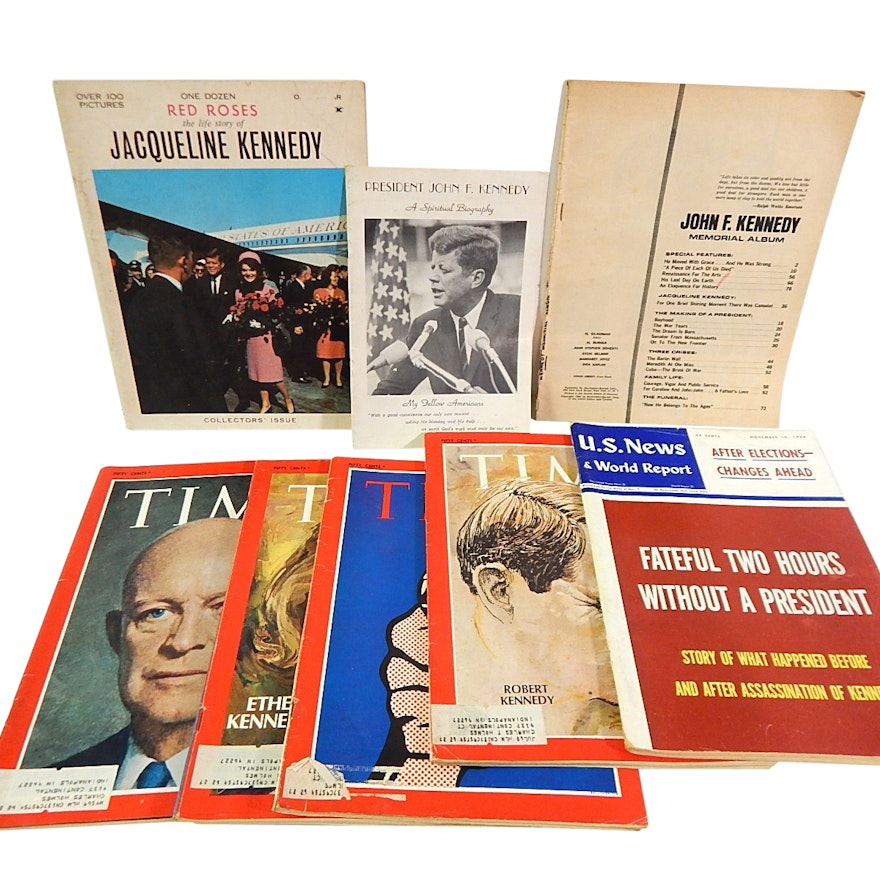 John F. Kennedy Ephemera and Presidential Themed 1960s "Time" Magazines